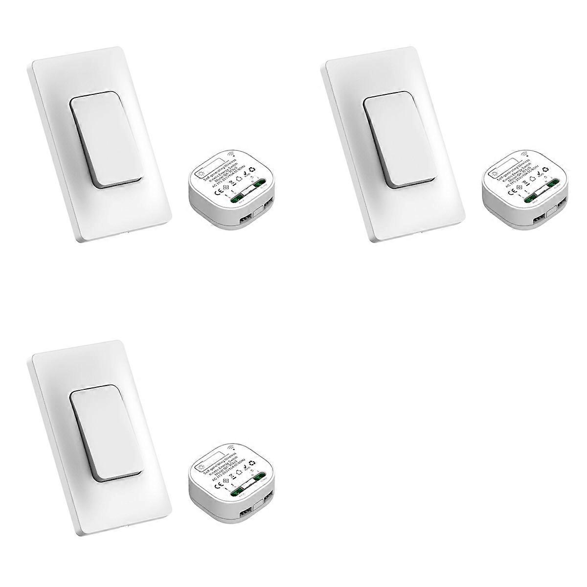 3X Self Powered Wireless Light Switch and Receiver Kit Remote Control Wall Switch Lighting Fixtures