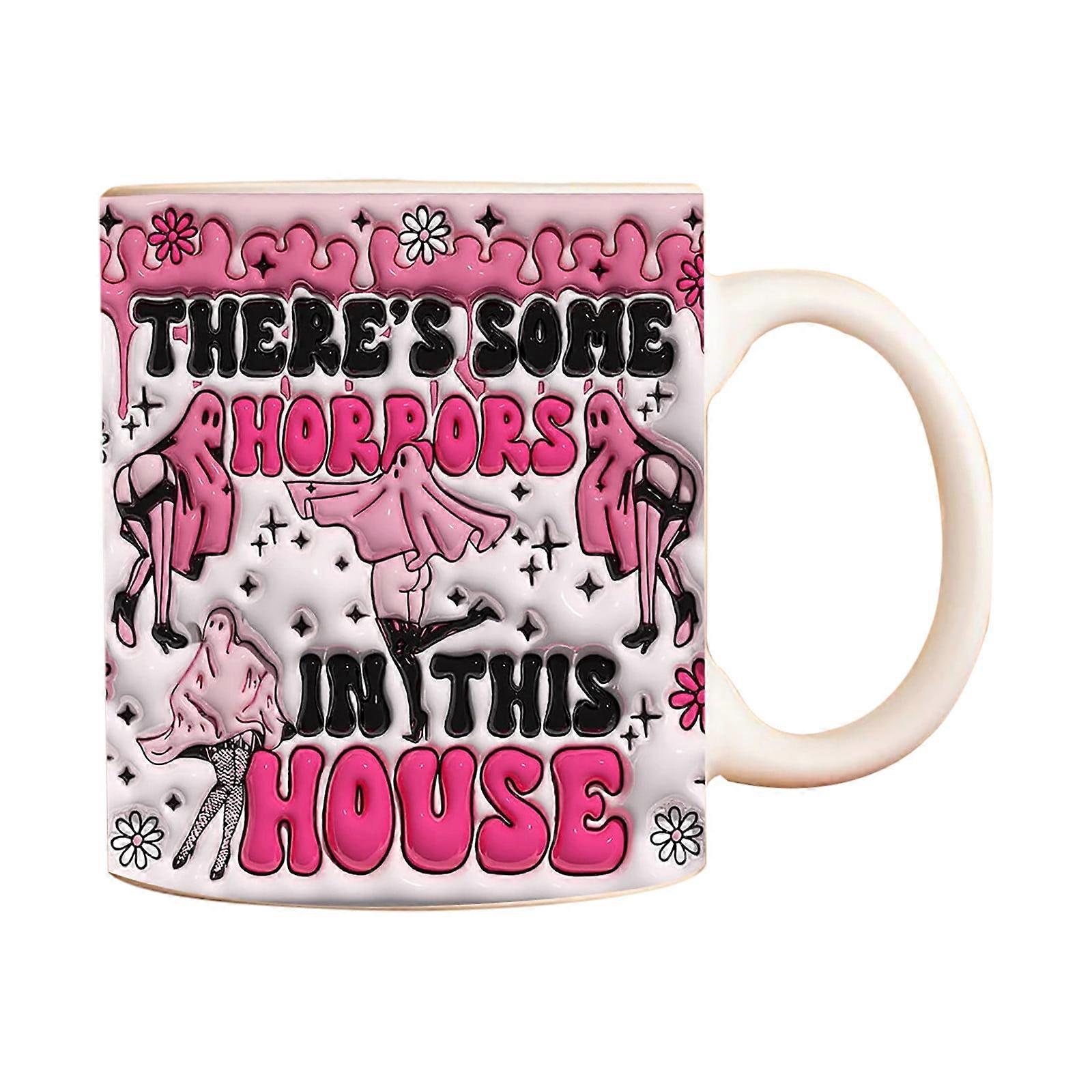 Spooky Halloween Coffee Mug - Pumpkin & Ghost Design, Stackable Mugs, Compatible with Halloween Decor