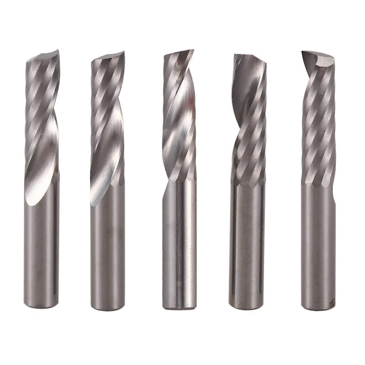 5Pcs 6Mm 1/4 Inch Carbide Cnc Bits Single Flute End Mill Tools 22Mm