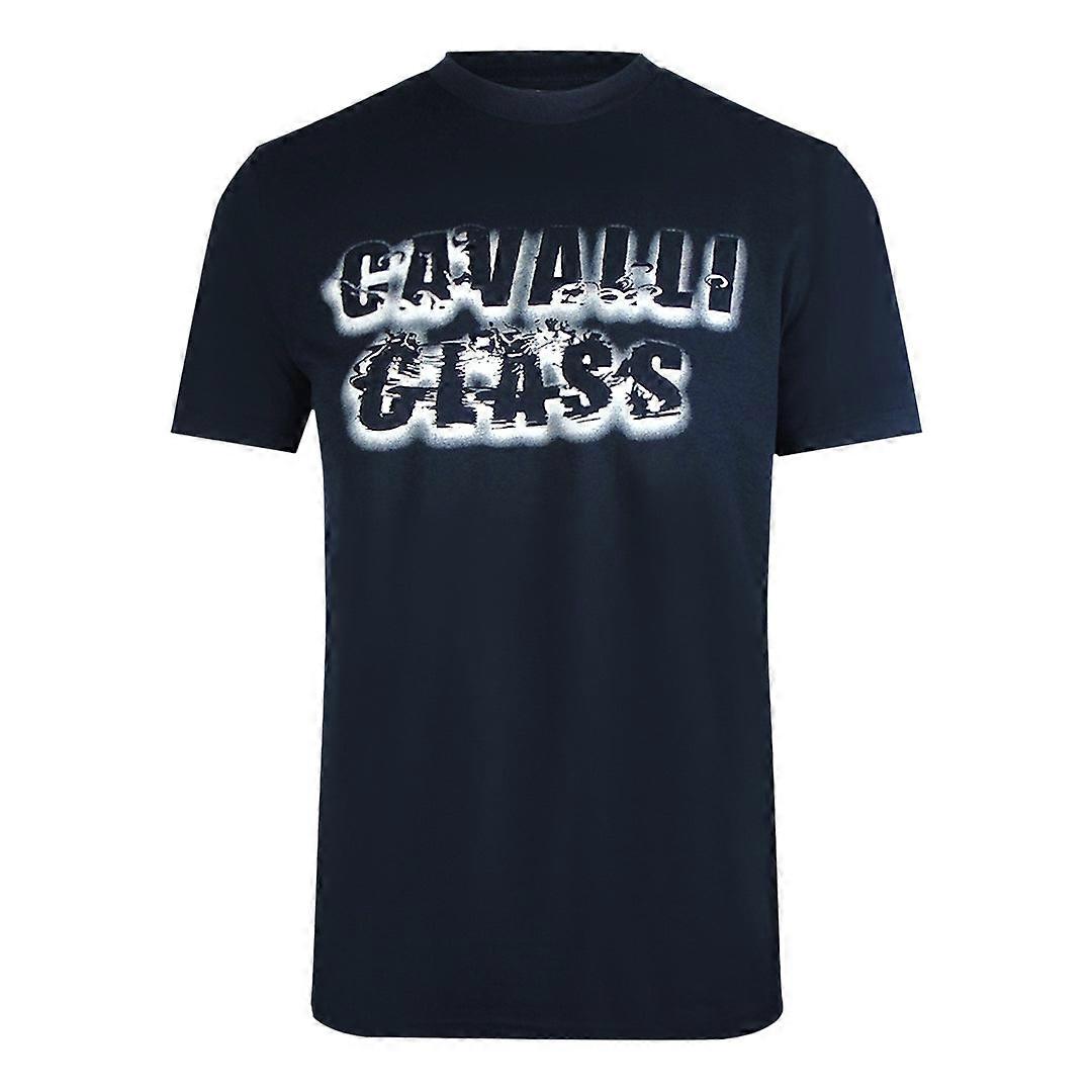 Cavalli Class Smoke Bold Logo Navy Blue T-Shirt