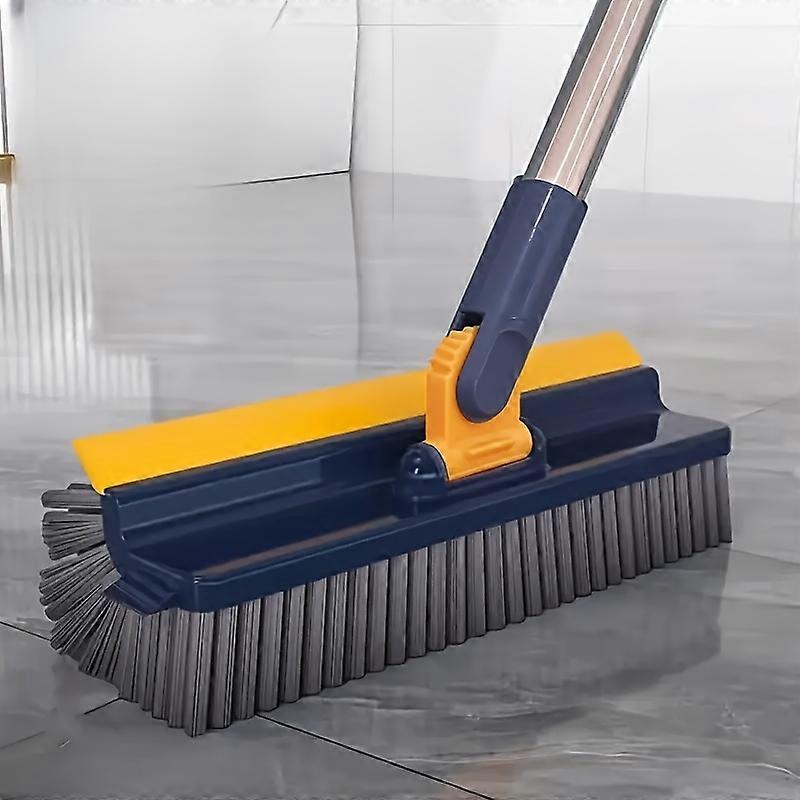 4 In 1 Floor Scrubber With Long Handle Stiff Bristles Grout Brush Squeegee Rotating Tile Brush For Bathroom Glass Patio Cleaning