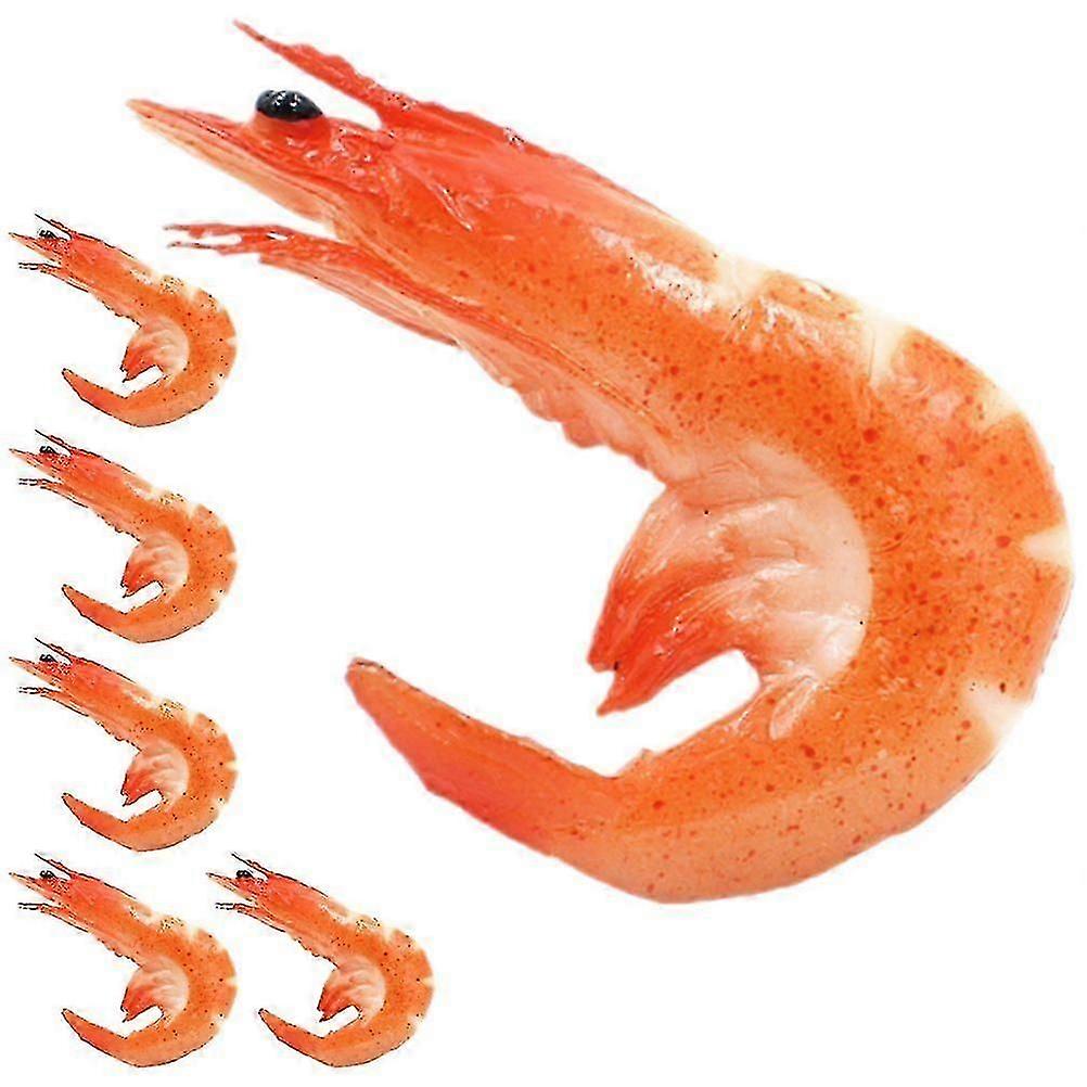 6pcs Cooked Shrimp Model Artificial Shrimp Simulated Food Model Photography Prop_Lucky_B