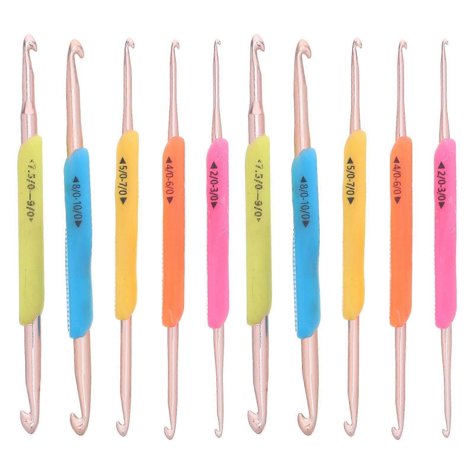 10pcs Double Tip Crochet Hooks Set - Knitting Needles Tool For Chunky Yarn Blankets Scarves - Ergonomic Comfort Grip - For Beginners Knitting Projects