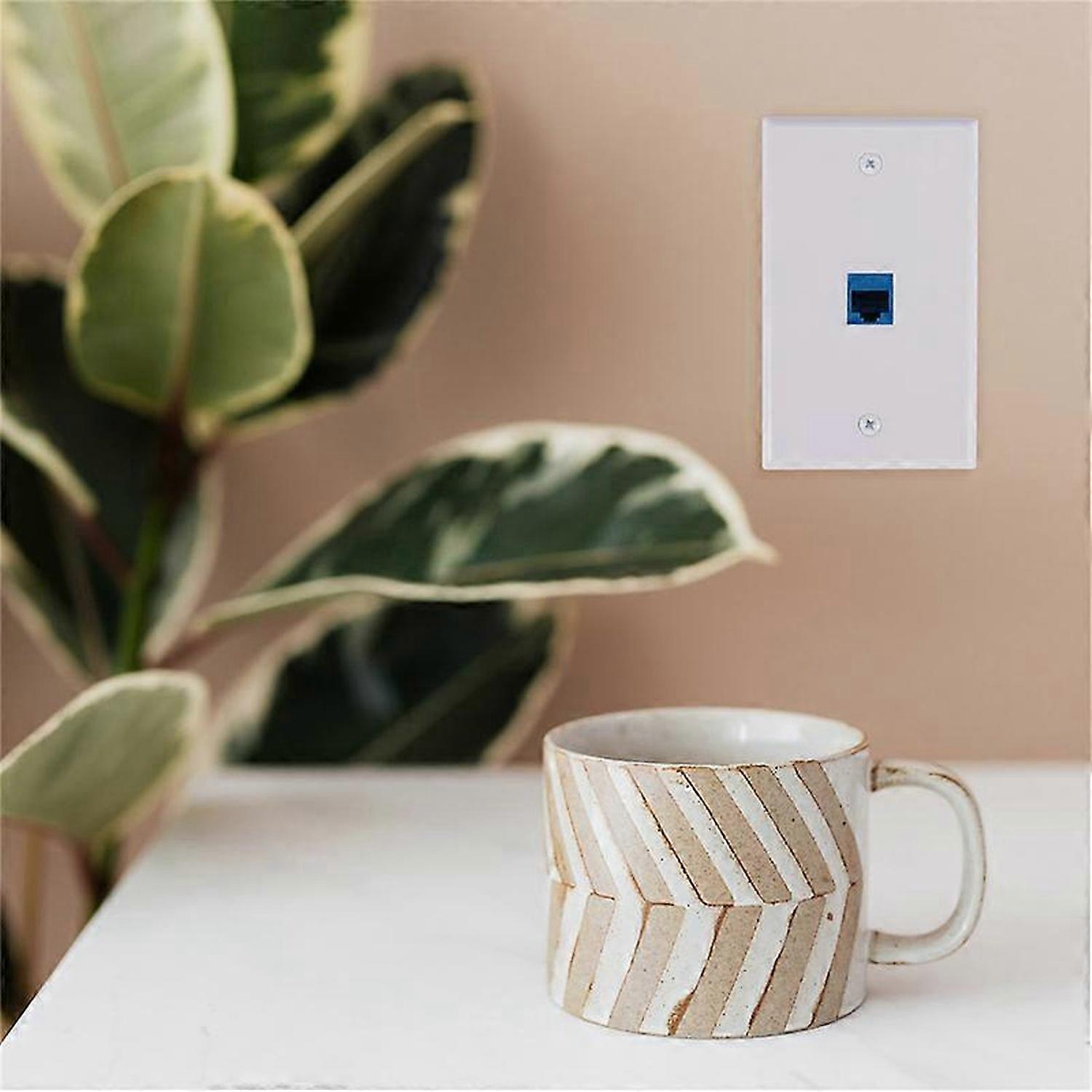 4x Cat6 Ethernet Wall Plate Outlet 1 Port RJ45 Network Female To Female Keystone Wall Coupler Jack P