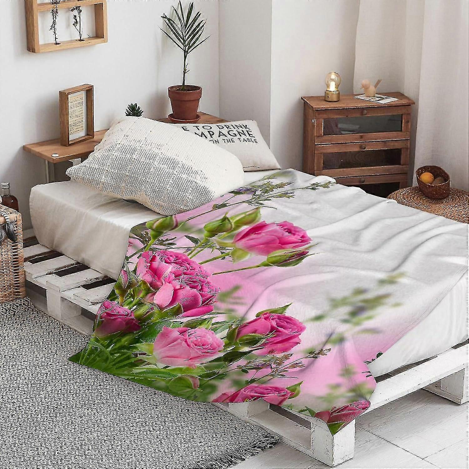 Blanket Warm Soft Spring Roses With Leaves And Buds With Ambient Image Throw Blanket,winter Warm Sofa Bed Throw Bed Picnic Blanket Throw Over Soft Plu