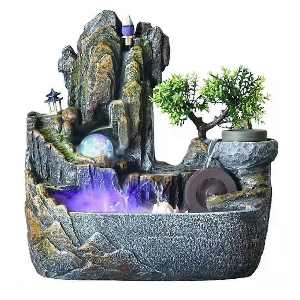 Desktop Fountain Multifunctional Waterfall With Humidifier, Crystal Wheel And Scented Flow Tabletop Fountains For Desk