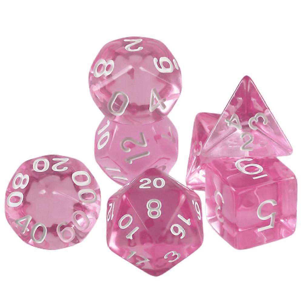 High Quality  7 Pcs/set Transparent Crystal Digital  Polyhedral Dice Sets D4-D20 ,  for DNDGame Dados Rpg  Board Game