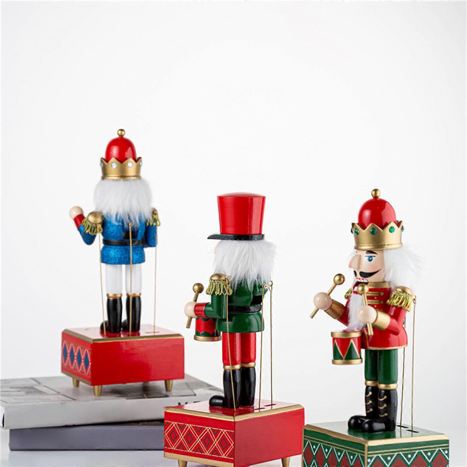 Handpainted Nutcracker Music Box Wind up Clockwork Toy Christmas Gift 32cm