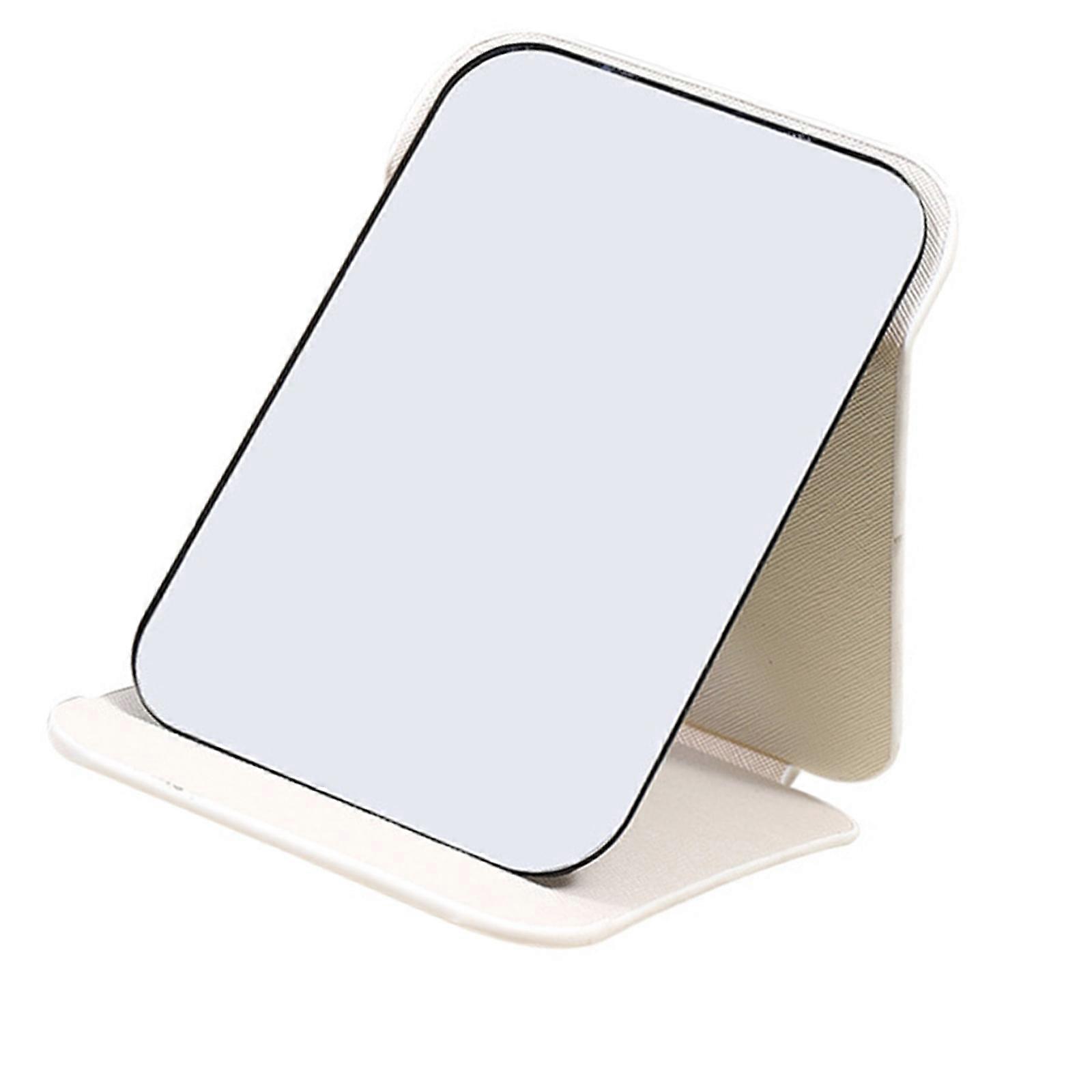 Table Mirror Folding Makeup Mirror Cosmetic Mirror Adjustable Angles Standing Vanity Mirror for Dormitory  small White
