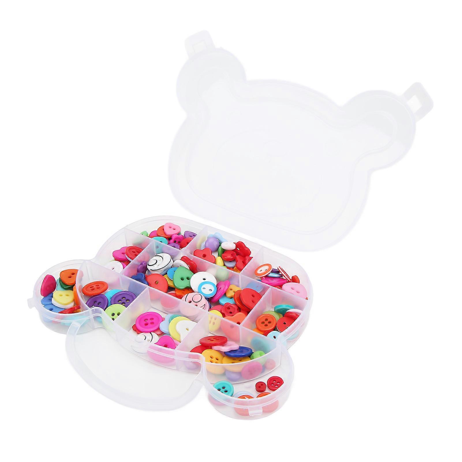 200pcs Resin Buttons Mixed Color Round Heart Shape Sewing Buttons with Storage Box for DIY Craft Clothes Decoration