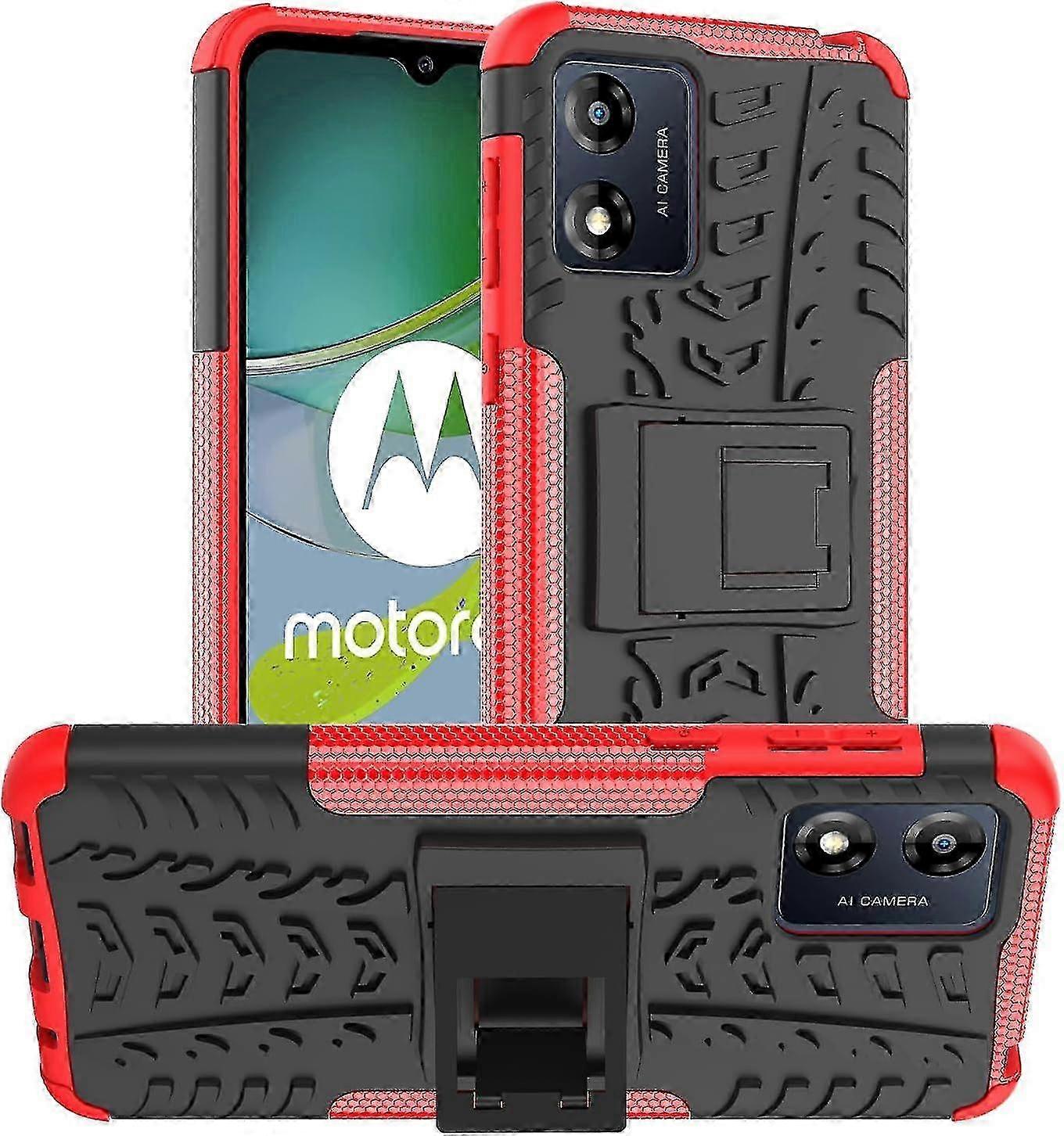 Motorola E13 Phone Case Dual Layer Protective Cover - Shockproof & Kickstand (Lime)