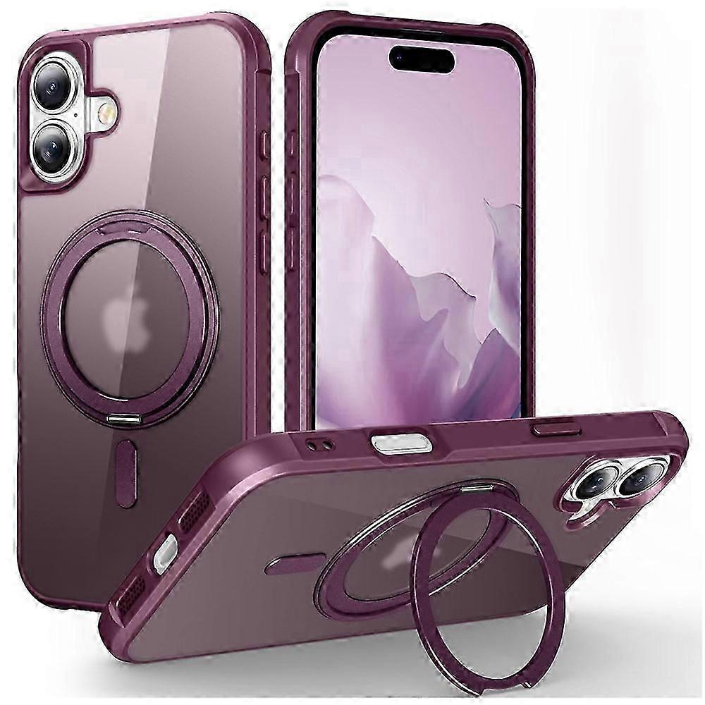 For iPhone 16 Plus Case Compatible with MagSafe Rotatable Ring Kickstand TPU+PC Phone Cover