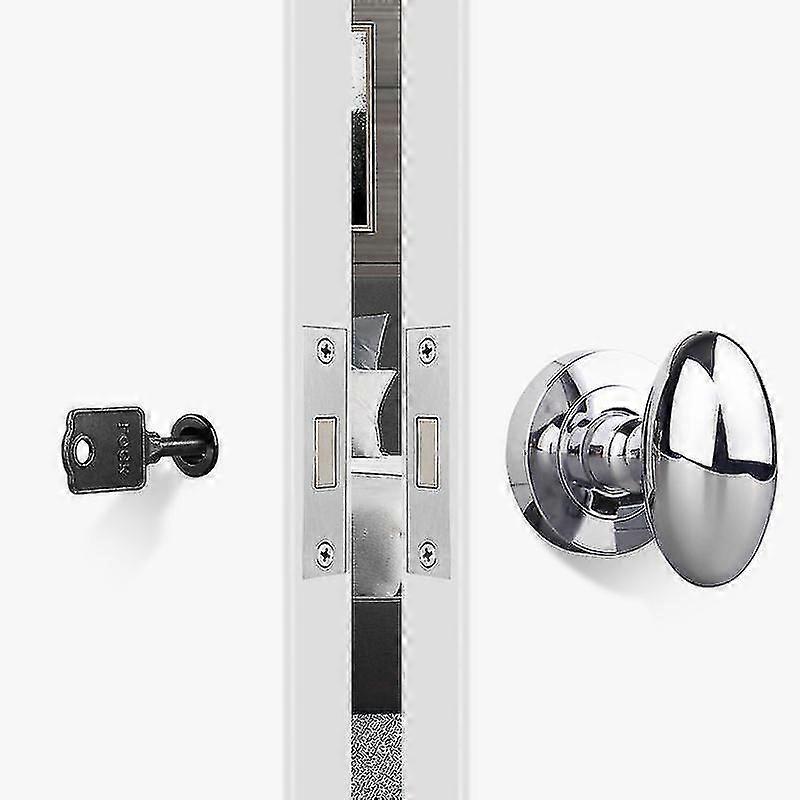 غير مرئية قفل الباب من جانب واحد قفل داخلي مناسب لغرفة النوم باب مظلم قفل خشبي باب خلفية جدار كروي ، فضي مشرق مع مفتاح