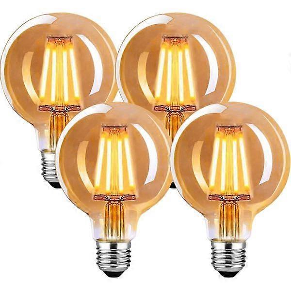 Vintage E27 LED Bulb, 4W G80 2700K Warm White - 4 Pack