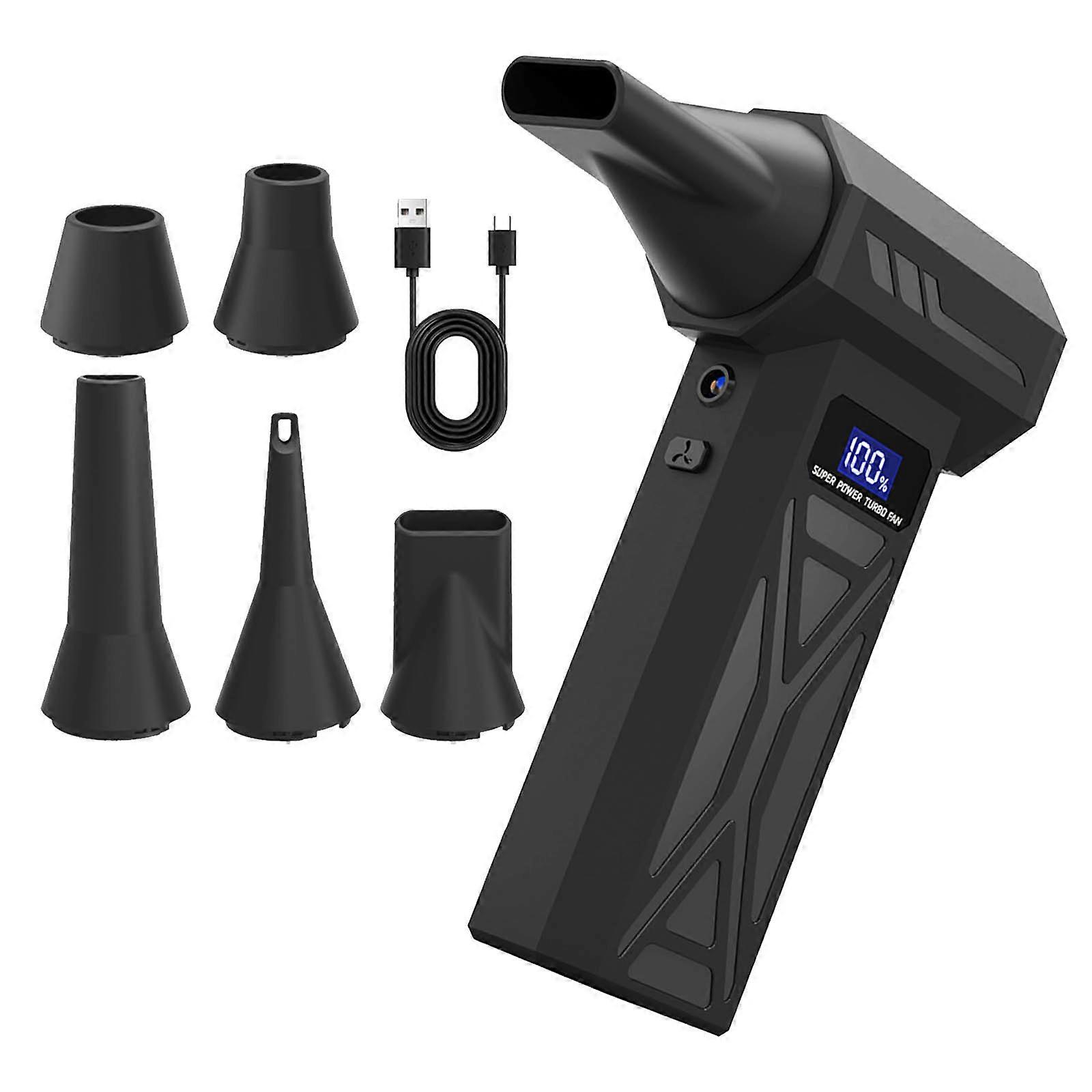 Rapid Air Blower With LED Light For Tight Sectors 110000 WHIRLS Nonbrush Motor 4000mAh Battery Exchangeable Nozzles Multicolor