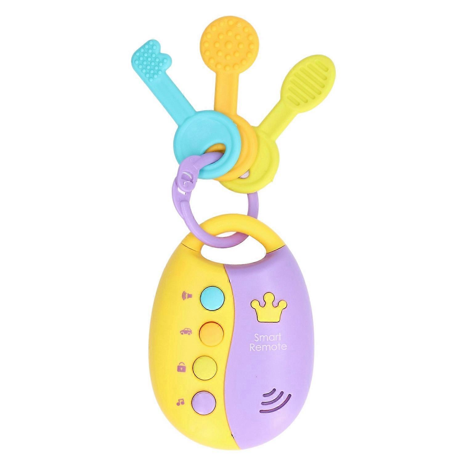 Toy Key Safe Simulation Remote Car Key Toy with Sound and Light Yellow for 12 Months and Above Baby