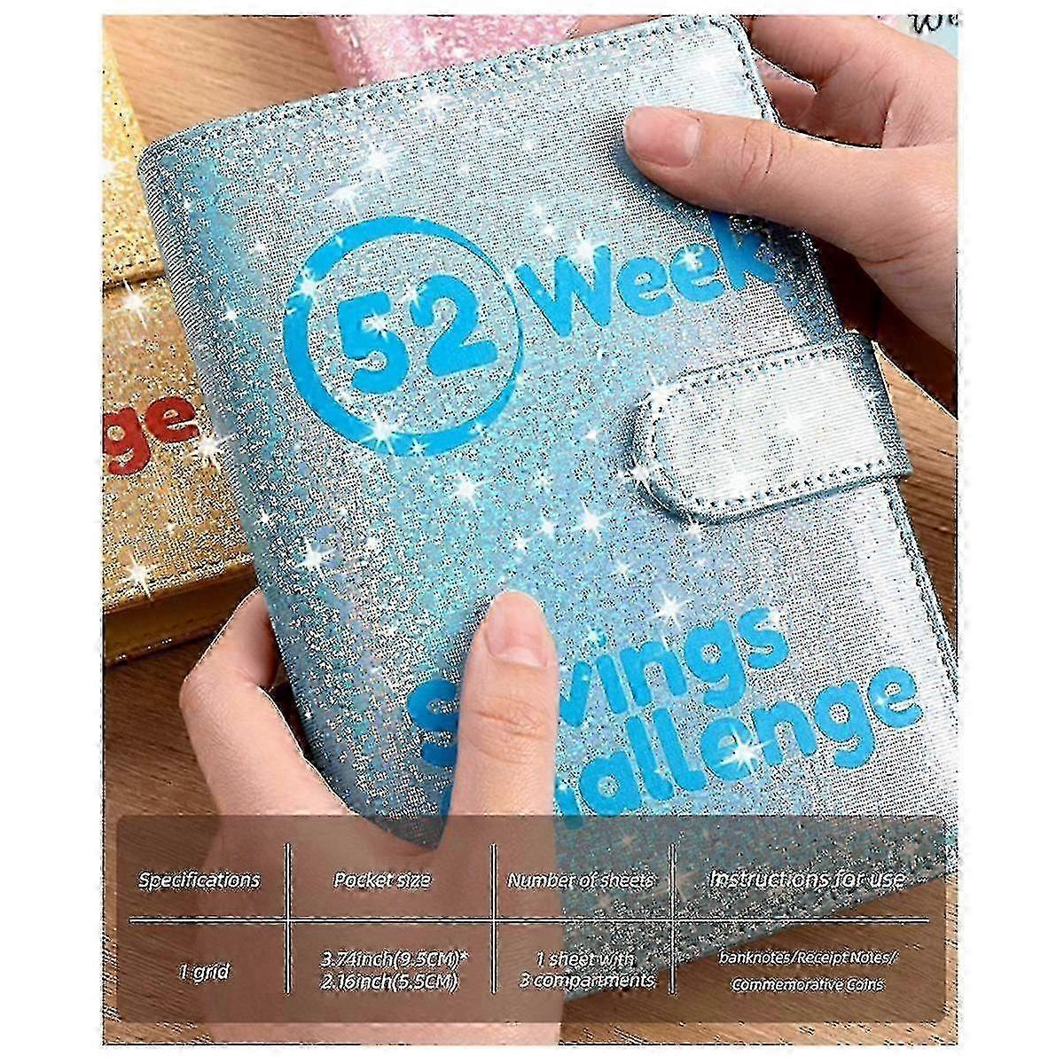 f 52 Week Saving Challenge Binder, Storage Budget Book Cash Challenge Box Set, with Pouch, Home
