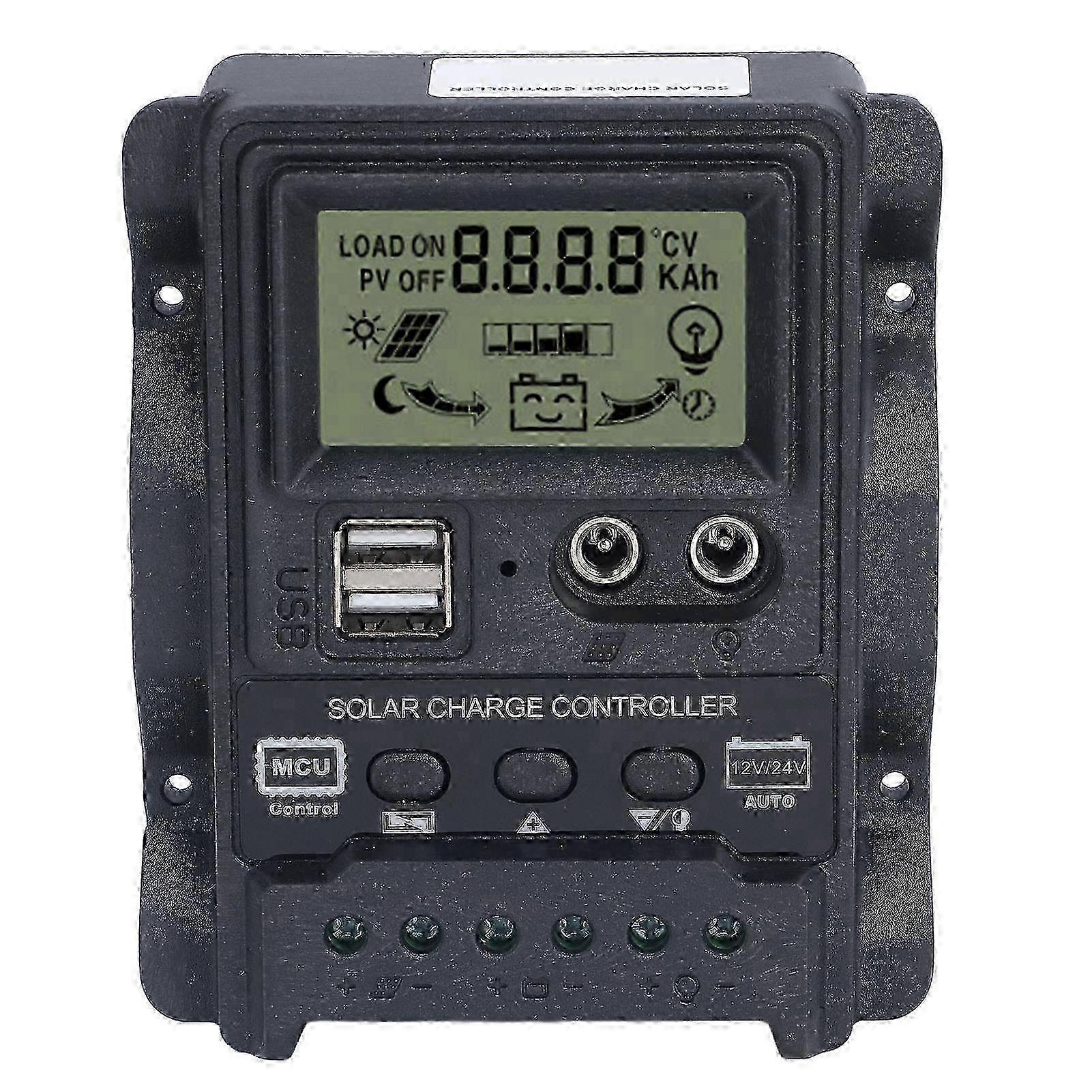 f Dual USB Solar Charge Controller ABS LCD Display PWM Charging Controllers Light Control 12V24V