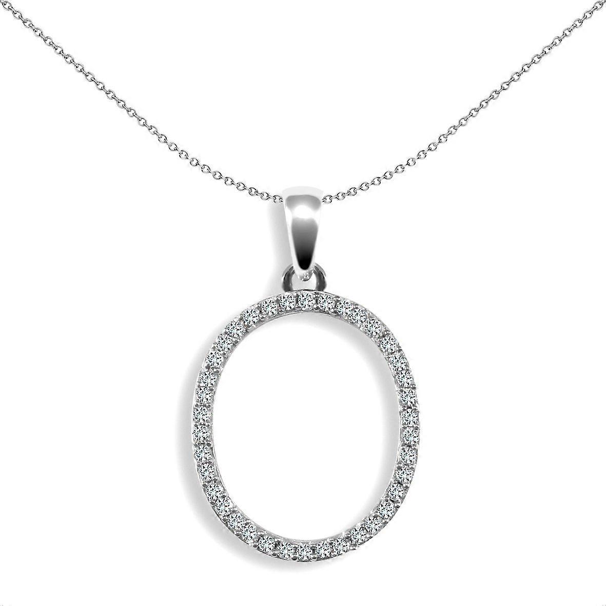 Jewelco London 女士纯 9 克拉白金密镶圆形 G SI 0.19 克拉钻石优雅块首字母 ID 吊坠