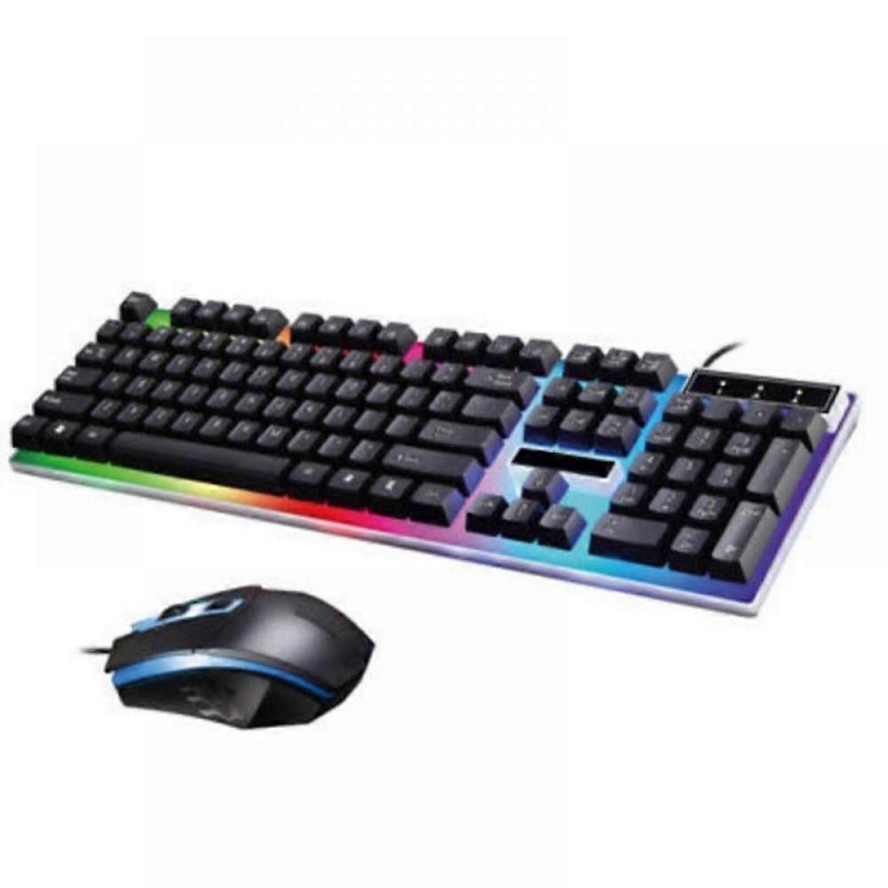 Prettyui Gaming Keyboard Gaming Mouse Mechanical Feeling RGB LED Backlit Gamer Keyboards USB Wired Keyboard for Game PC Laptop Computer
