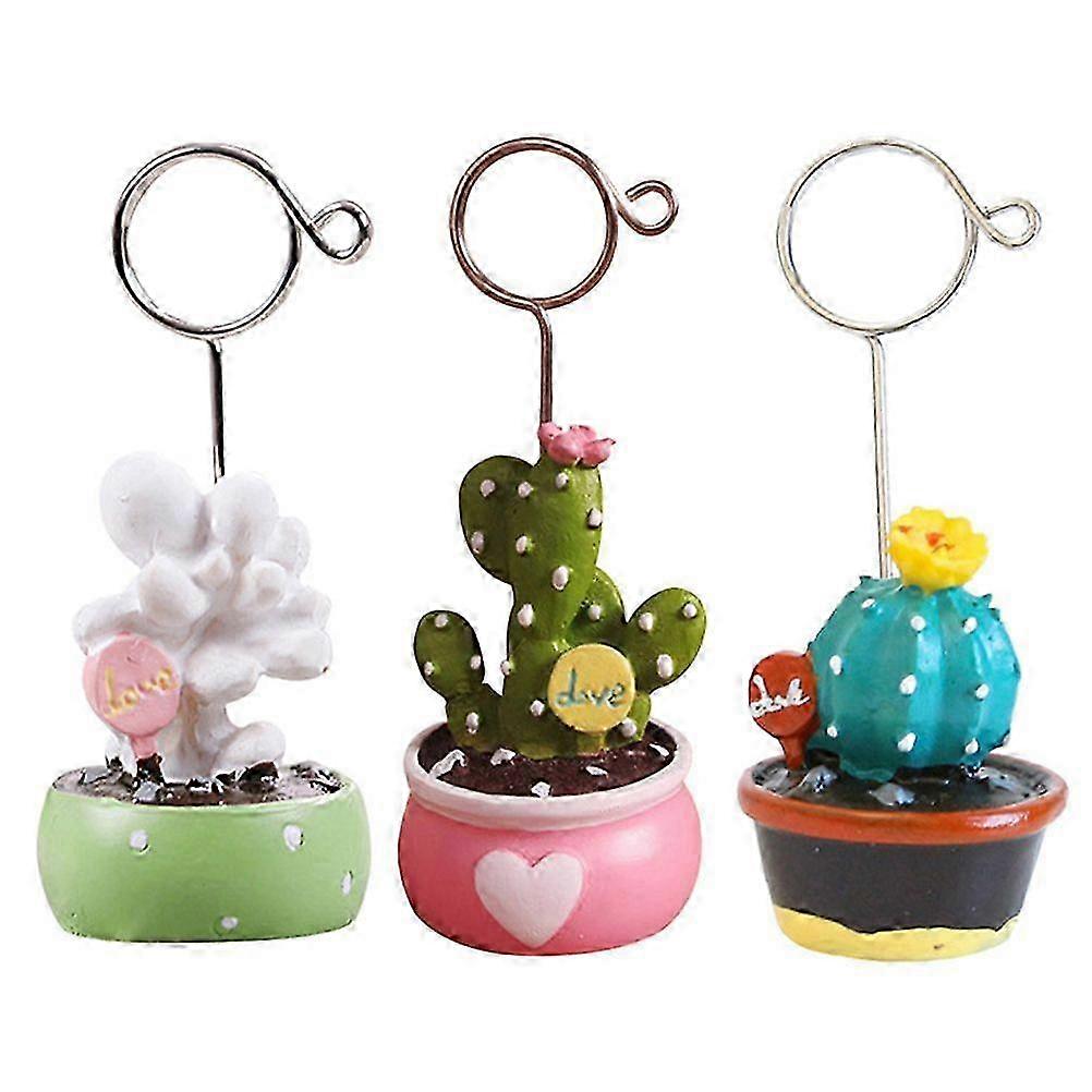 1 Set 3pcs Mini Cactus Shape Memo Clips Note Holders for Party Home Decor