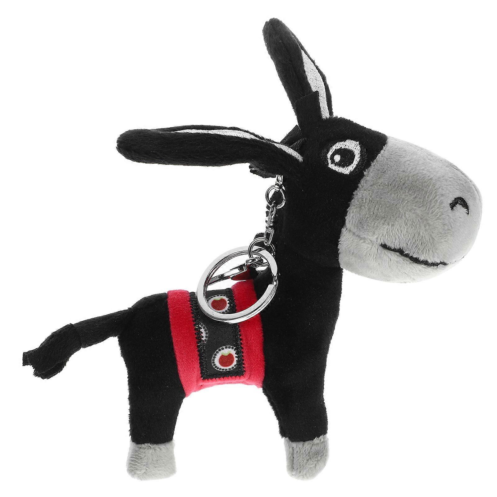 Plush Donkey Keychain for Decor with Stuffed Pendant Black