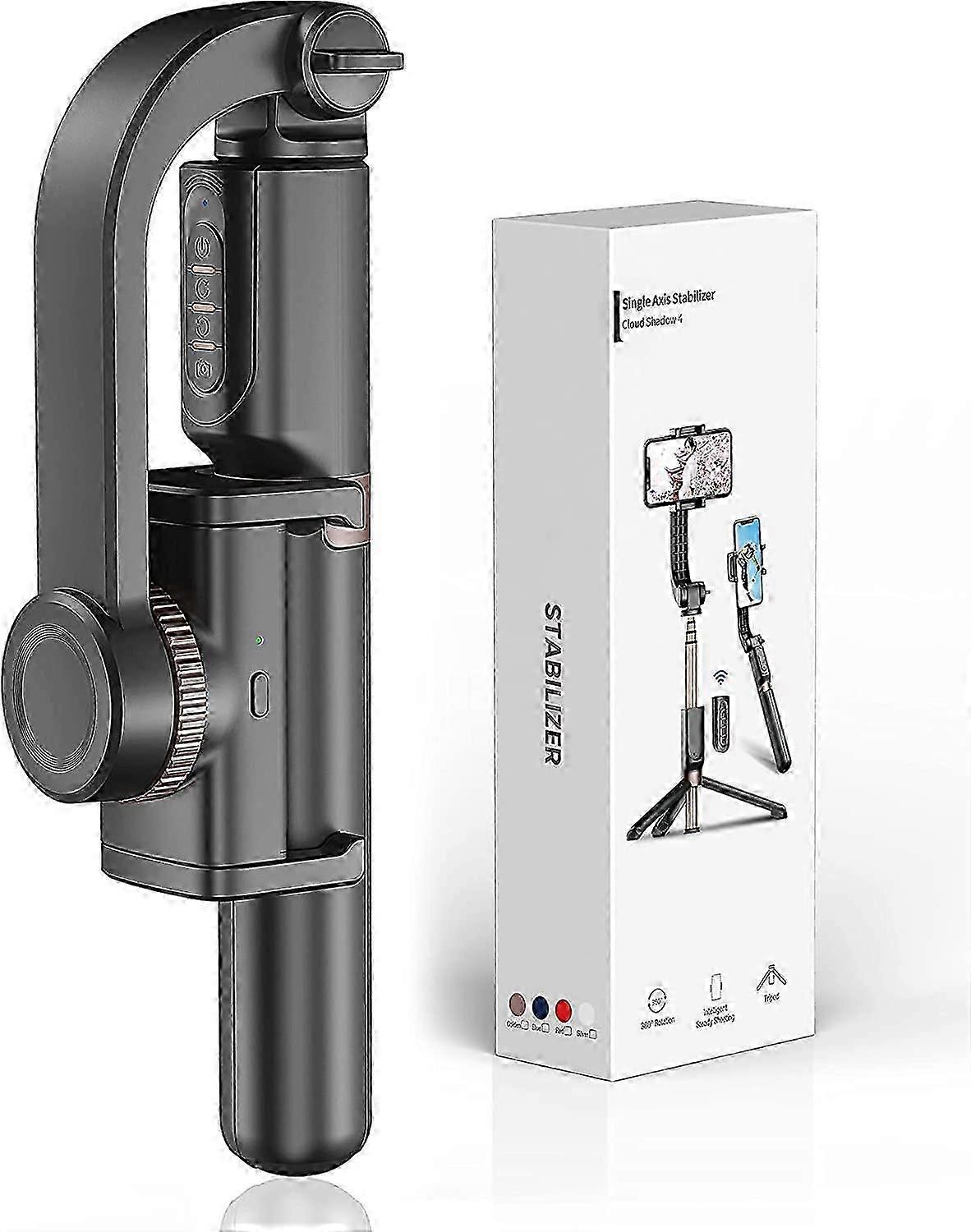 Gimbal Stabilizer for Smartphone with Extendable Selfie Stick and Tripod, 1-Axis Multifunction Remote 360Automatic Rotation, Auto Balance for iPhone/A