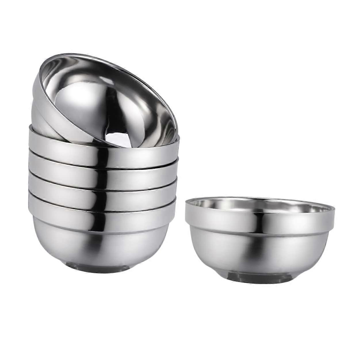 Stainless Steel Rice Bowl Set with Double Wall Insulation and Flat Base for Soup, Camping, Home