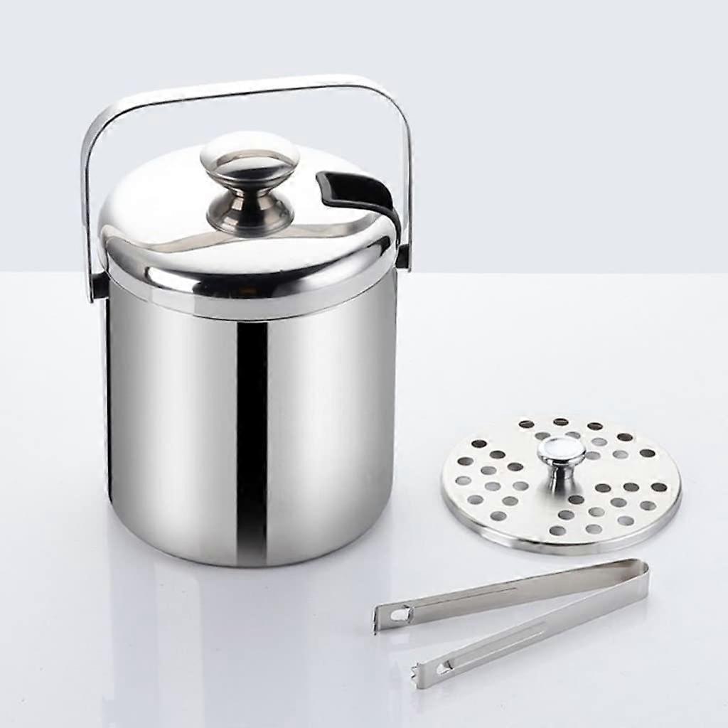 Ice Bucket Double Wall Stainless Steel Insulated with Lid Tong Handle for Bar Party Champagne Cooler Set