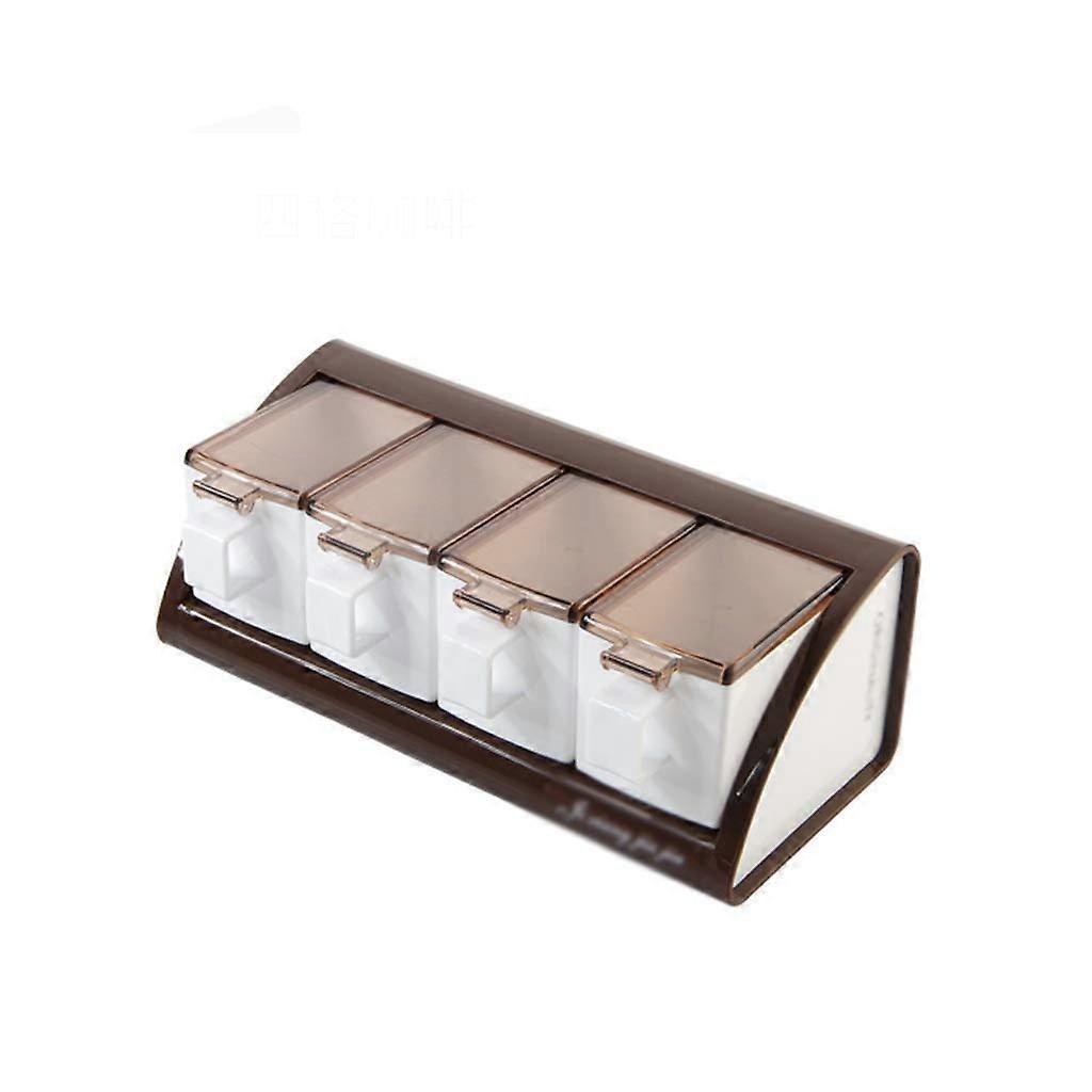 Spice Jars with Lids and Builtin Spoons, Dustproof Kitchen Condiment Container Set for Salt Pepper Sugar