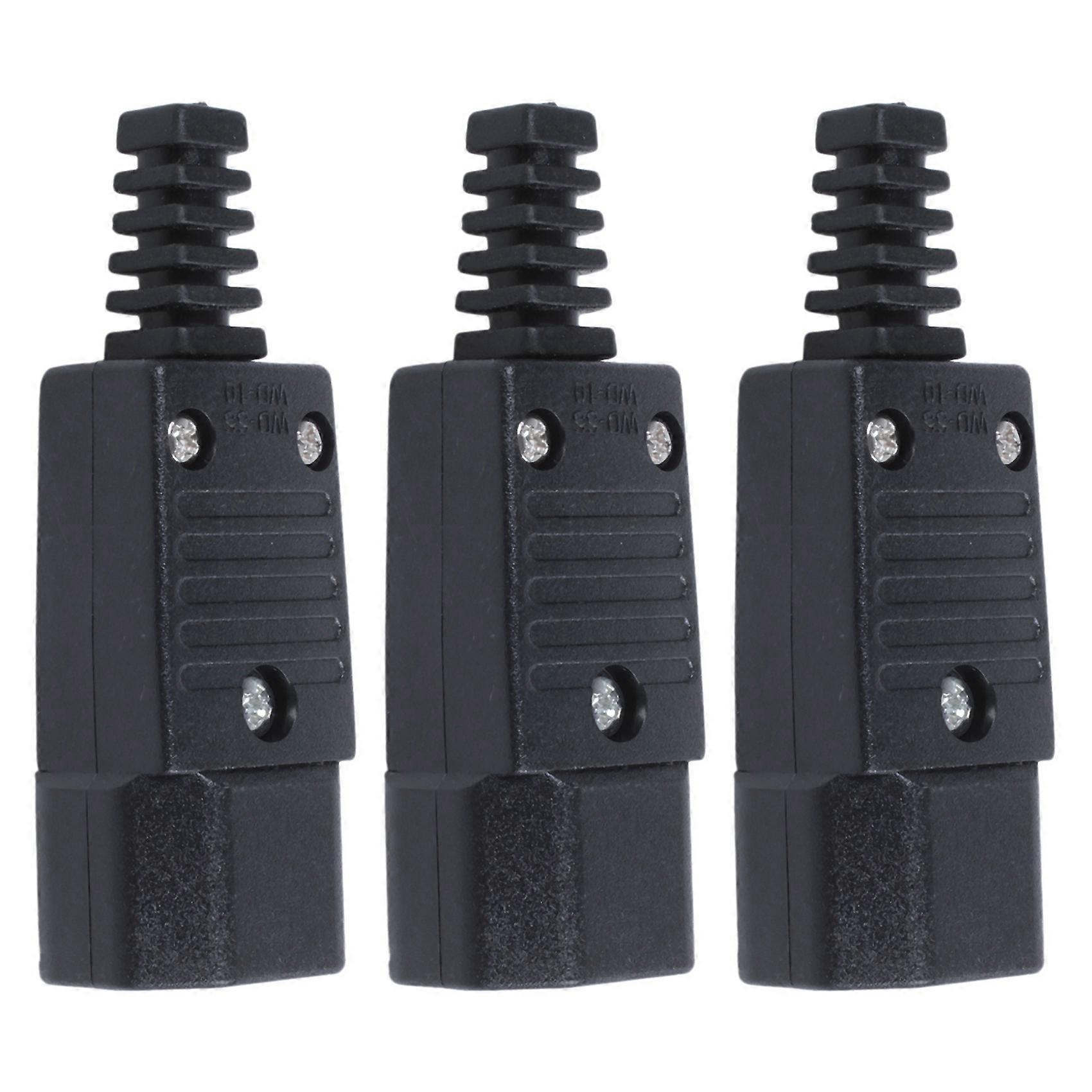 3X Black IEC-320 C14 Male Plug AC Power Inlet Socket Connector 250V 10A