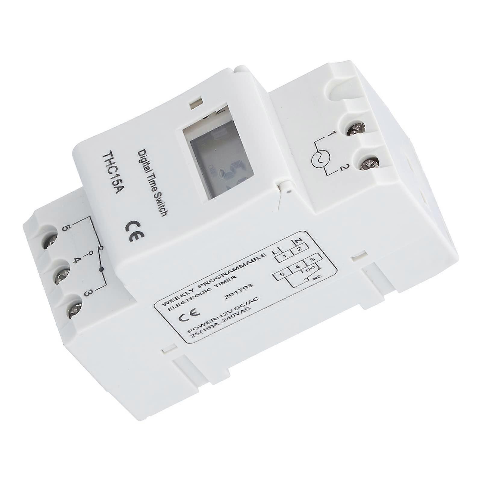 12V Digital Programmable Timer Switch with LCD Display, Daily Weekly Programs, Rechargeable Battery Backup for Power Equipment