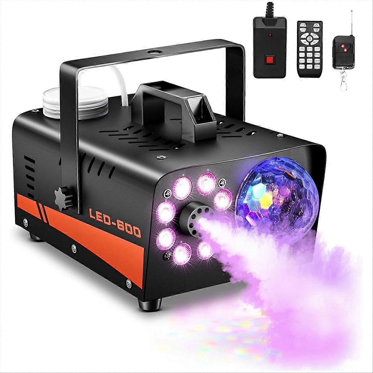 Smoke Machine Fog Machine with Disco Ball Lights with 13 Colorful LED Lights Wireless Remote Control for Parties UK Plug