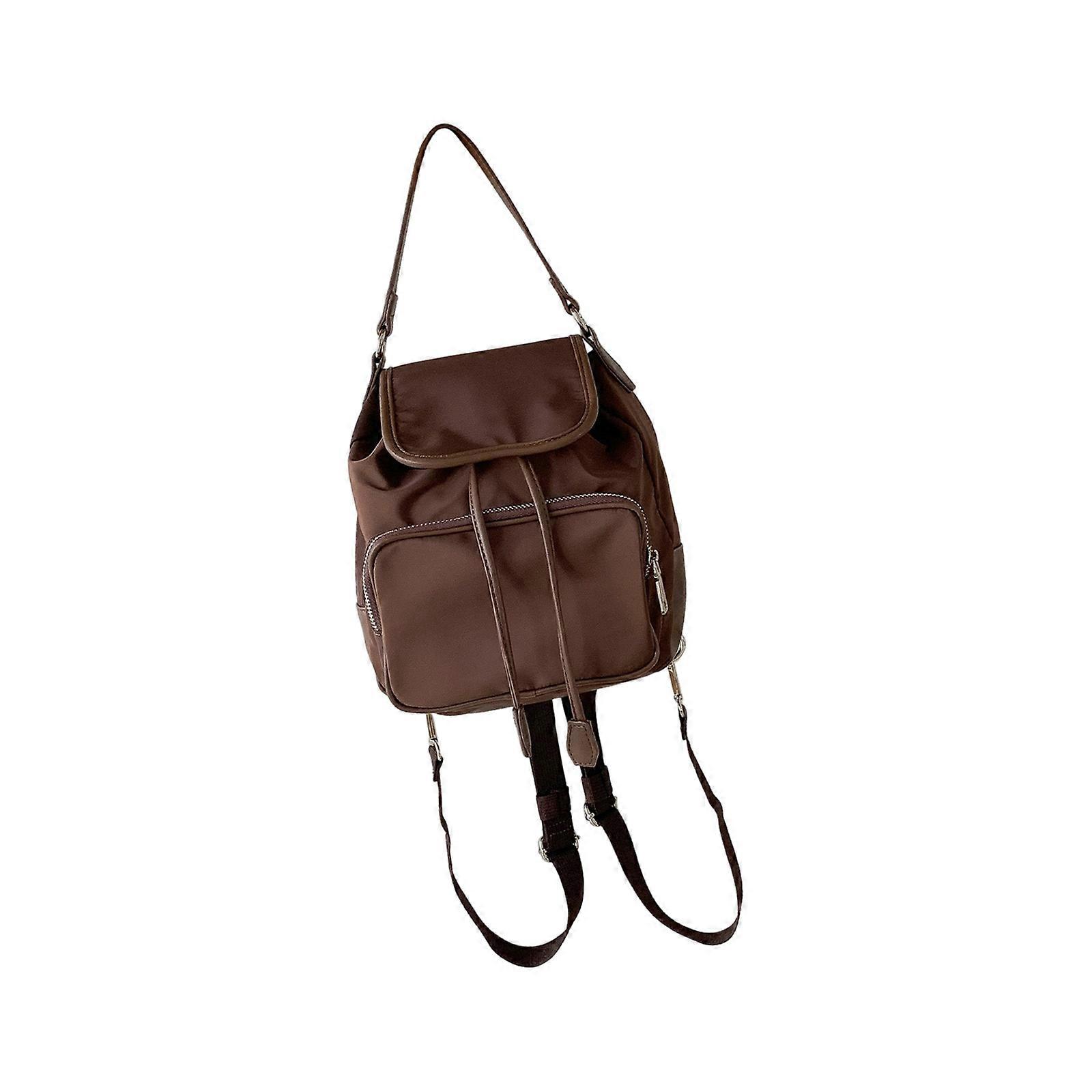 Women's Korean Retro Leopard Print Multi Pocket Backpacks with Ergonomic Strap for Daily Commute Lightweight Design  brown