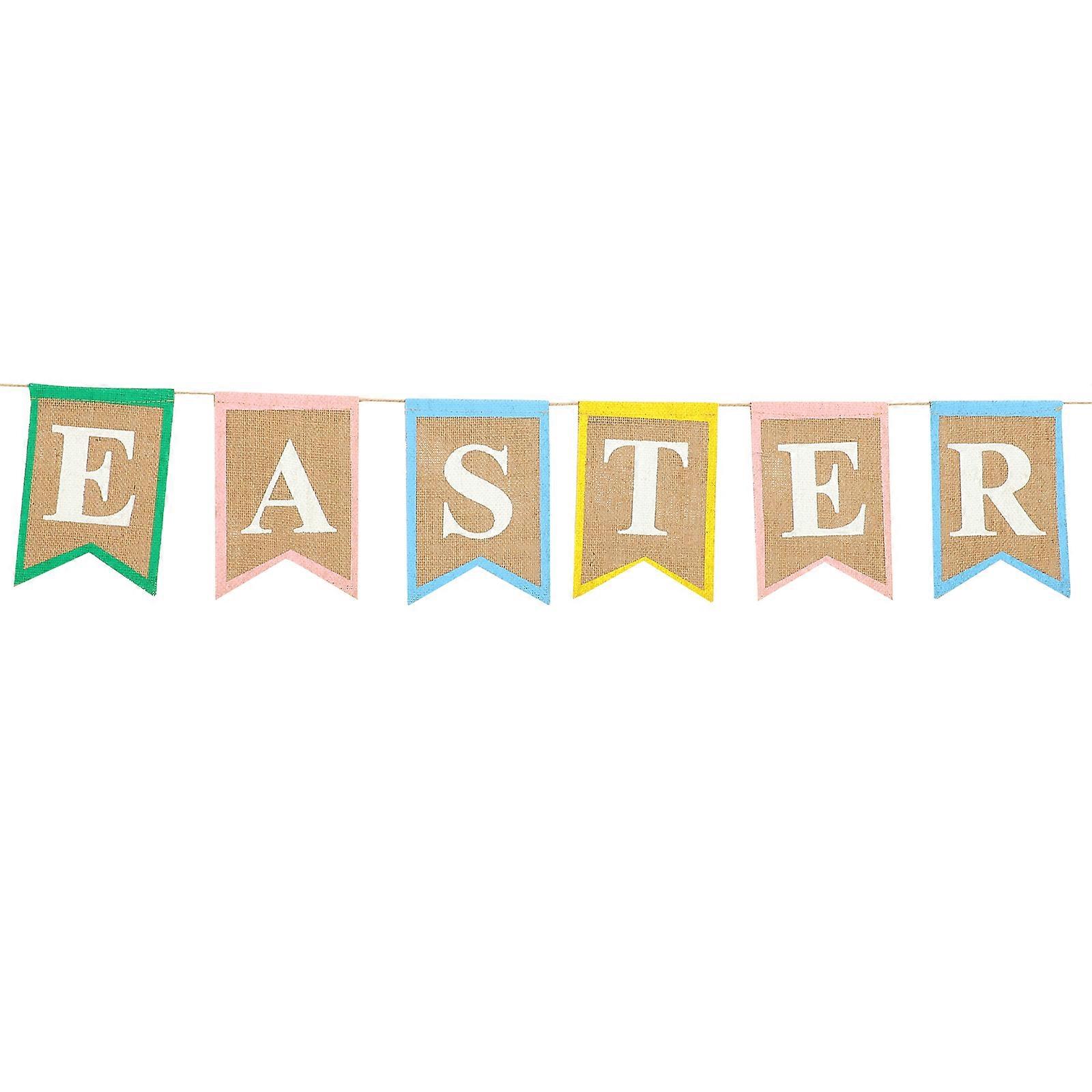 Easter Party Banner Linen Easter Banner for Decoration 5Pcs