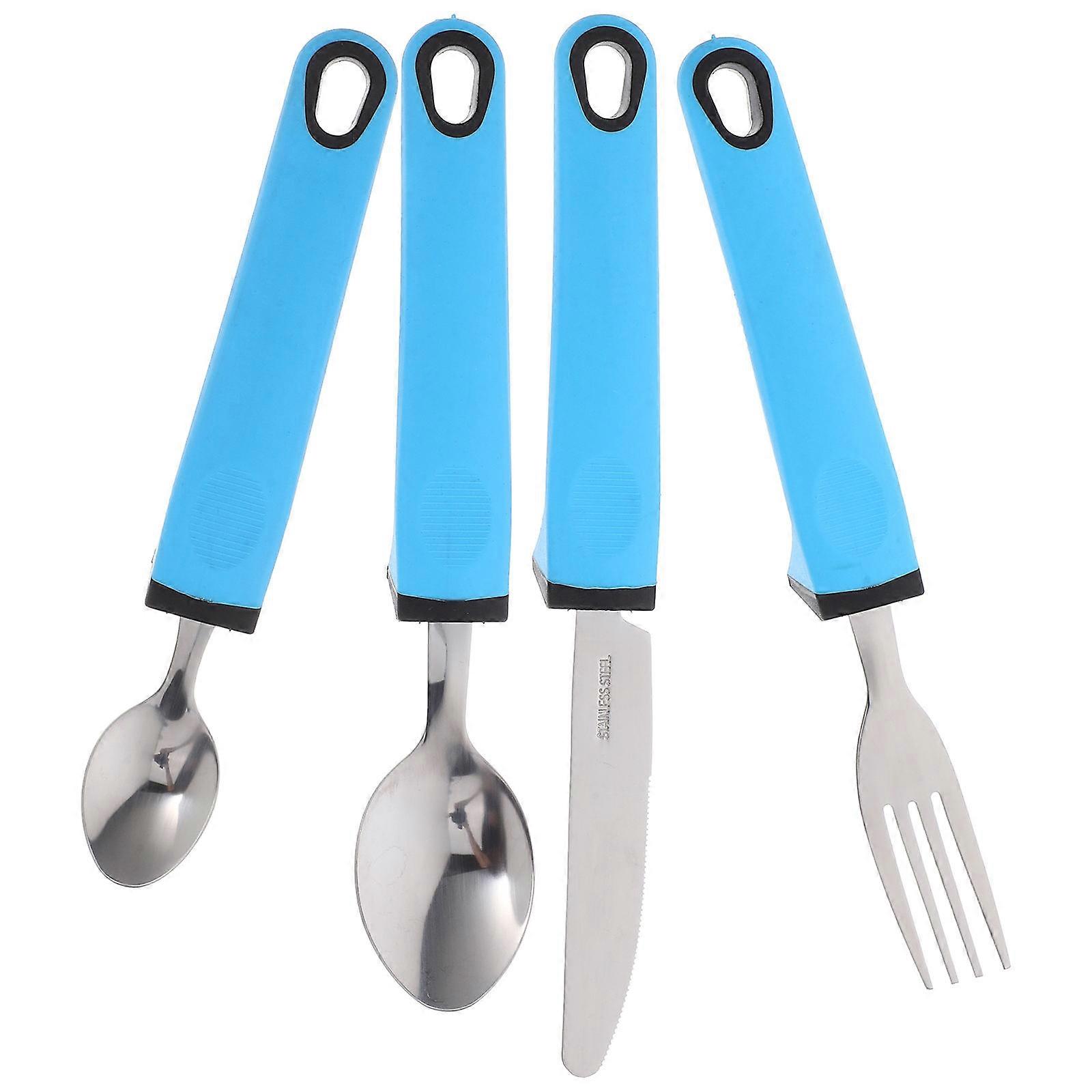 Ergonomic Elderly Tableware Set Designed For Home Use With Rehabilitation Aid Function And Durable Stainless Steel Material