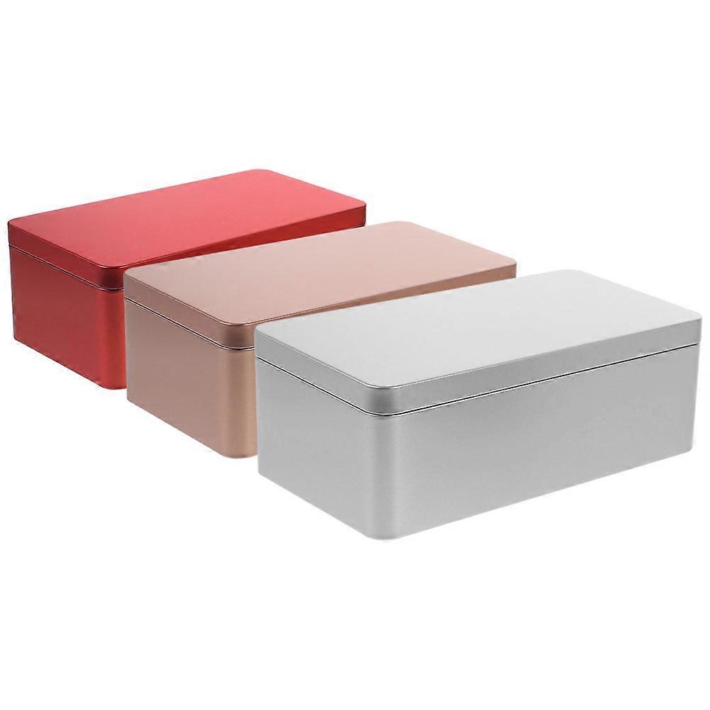 Tea Leaf Organizer Rectangular Metal Tinplate Box for Storage 3Pcs