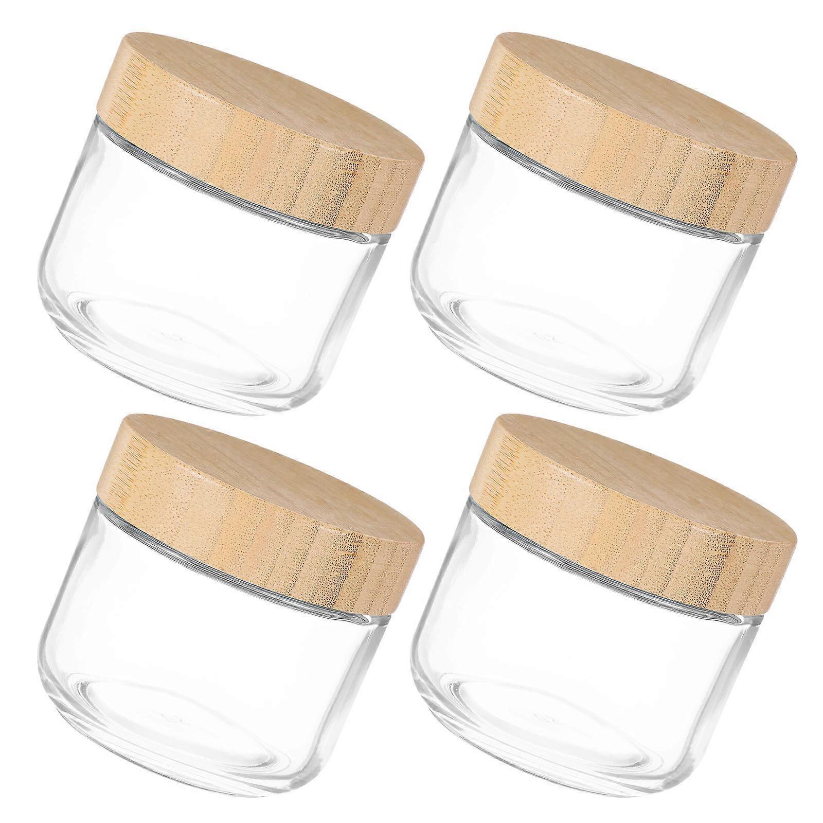 Glass Food Storage Containers for Storage 4Pcs with Bamboo Lids Transparent Jars