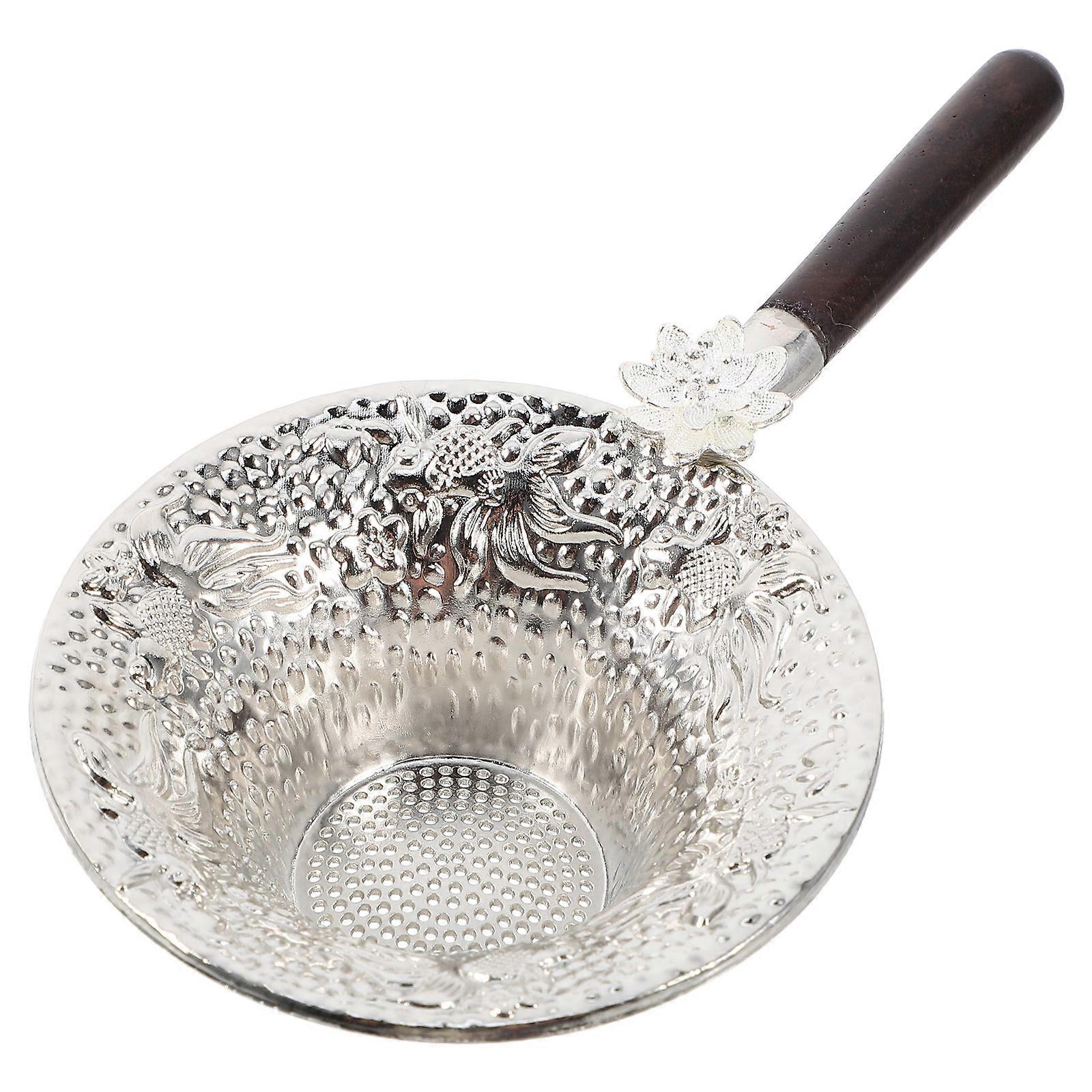 Tea Leaf Strainer with Fine Mesh Filter for Loose Tea and Teacups Silver