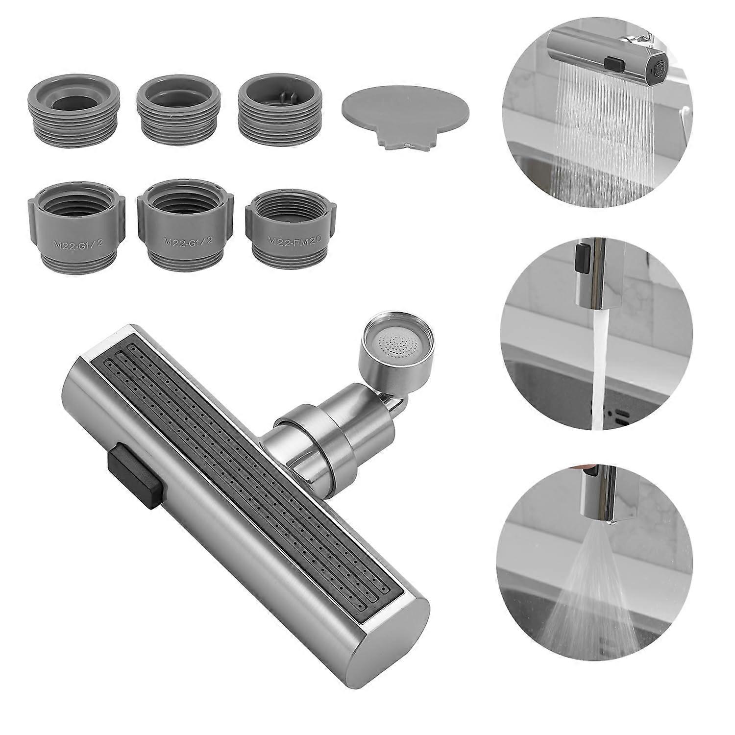 Kitchen Faucet Sprayer Head Replacement 360° Rotation 3 Modes Universal Sink Extender AntiSplash