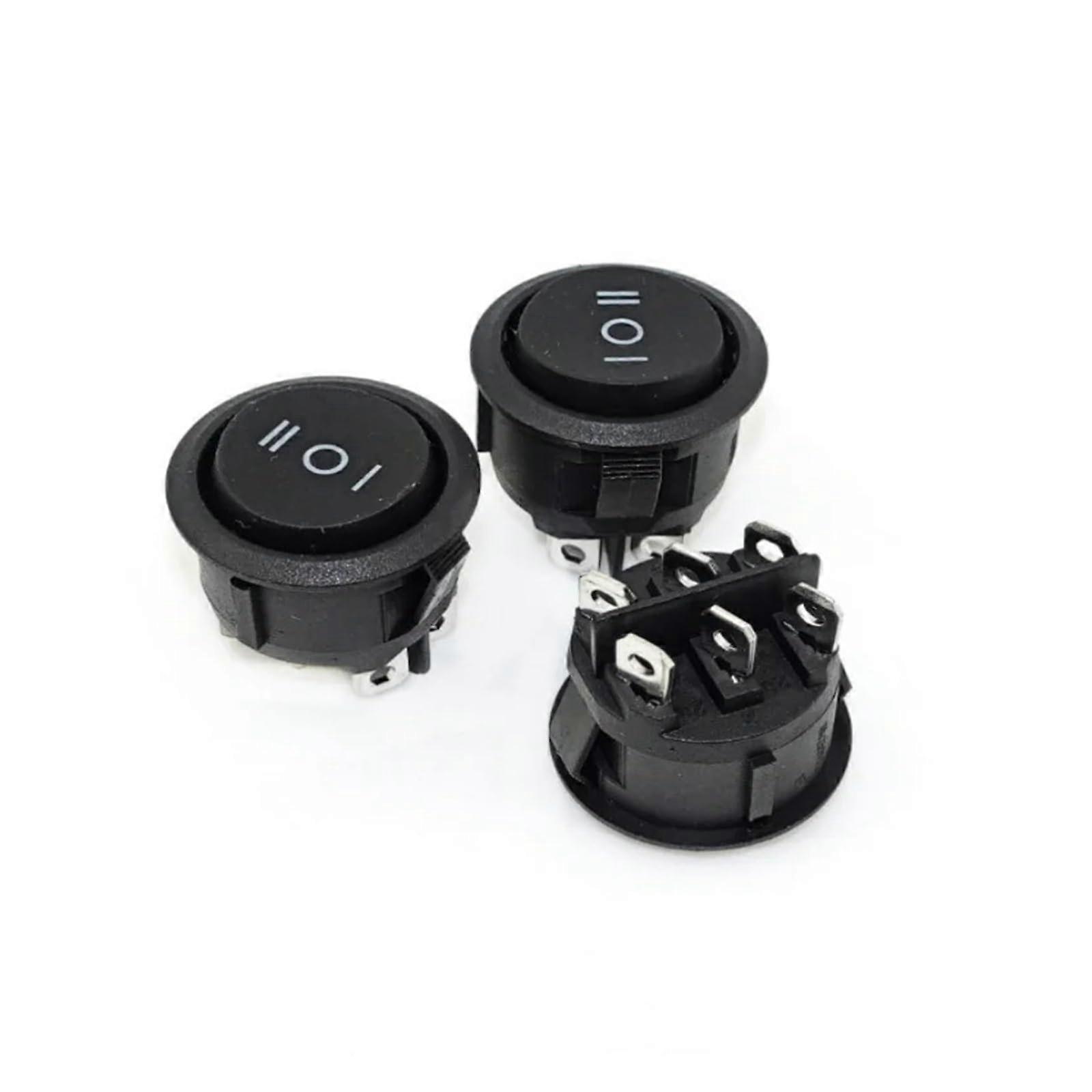 5PCS 23mm Round Rocker Switch 3 Position 6 Pin On Off On Switch 10A 125V Easy Panel Mount