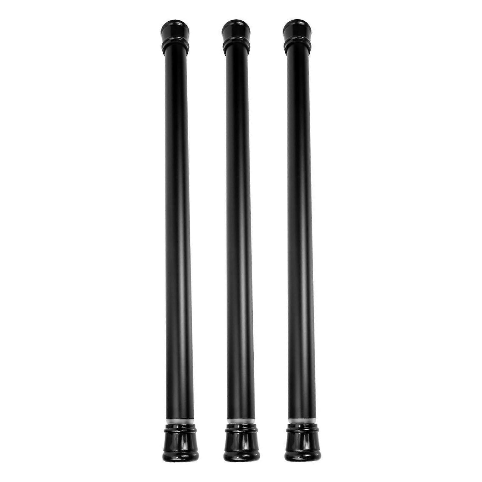 Tension Curtain Rod Set 3Pcs Adjustable NoDrill Carbon Steel with AntiSlip Caps for Window and Shower