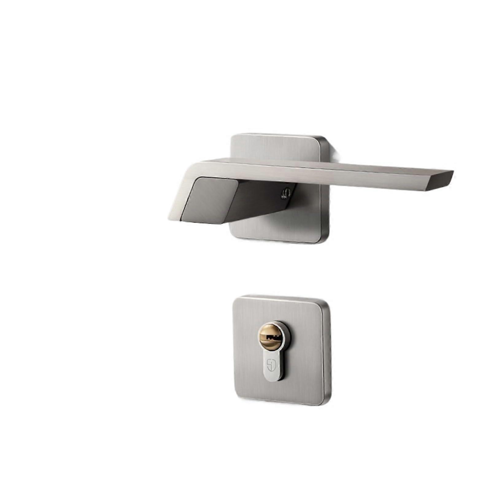 Modern Bedroom Door Lock with Silent Magnetic Lock and Brushed Steel Gray Ergonomic Lever