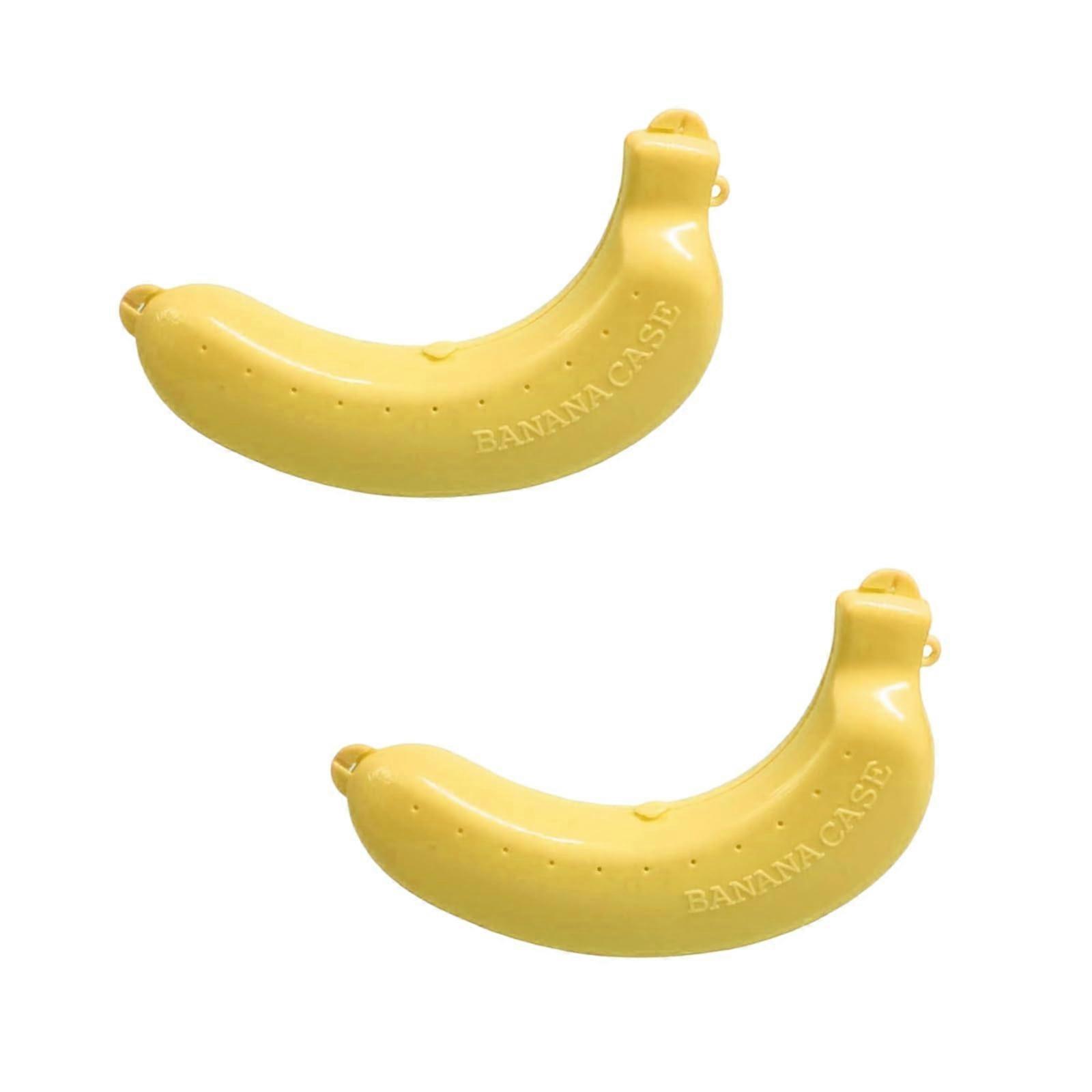 2Pcs Yellow Banana Storage Case BPA  Banana Protector with Snap Lock for Travel Picnic Camping