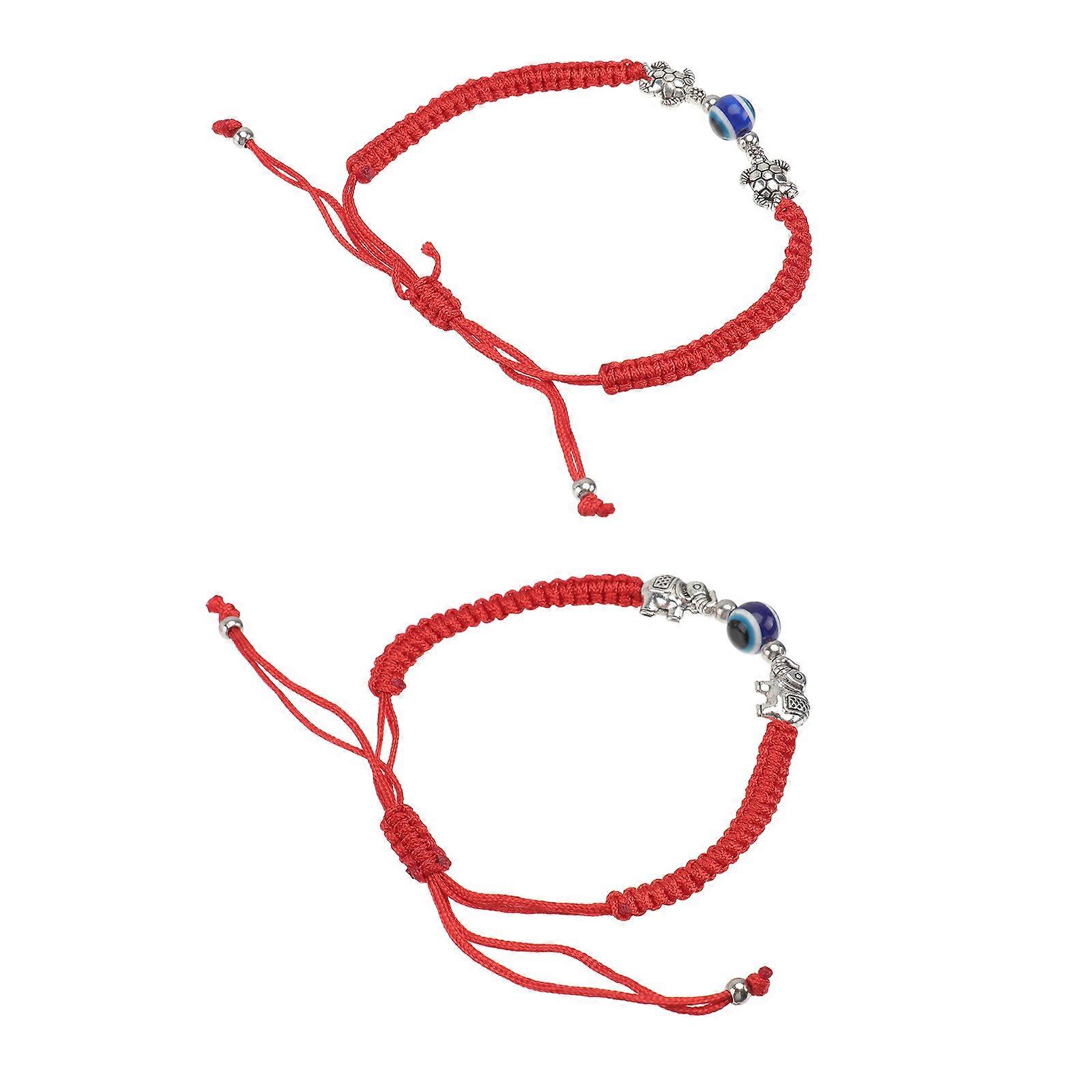 2Pcs Knitting Wrist Chain for Couples Elephant Turtle Decorative Bracelet