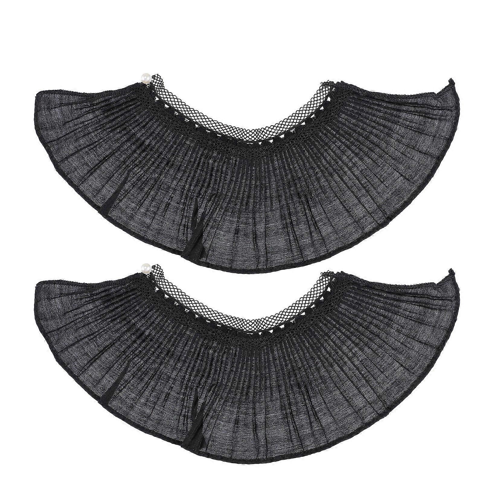 Clothes Extend Cuff Decorative Clothes Extend Cuff for 1Pair Black Chiffon