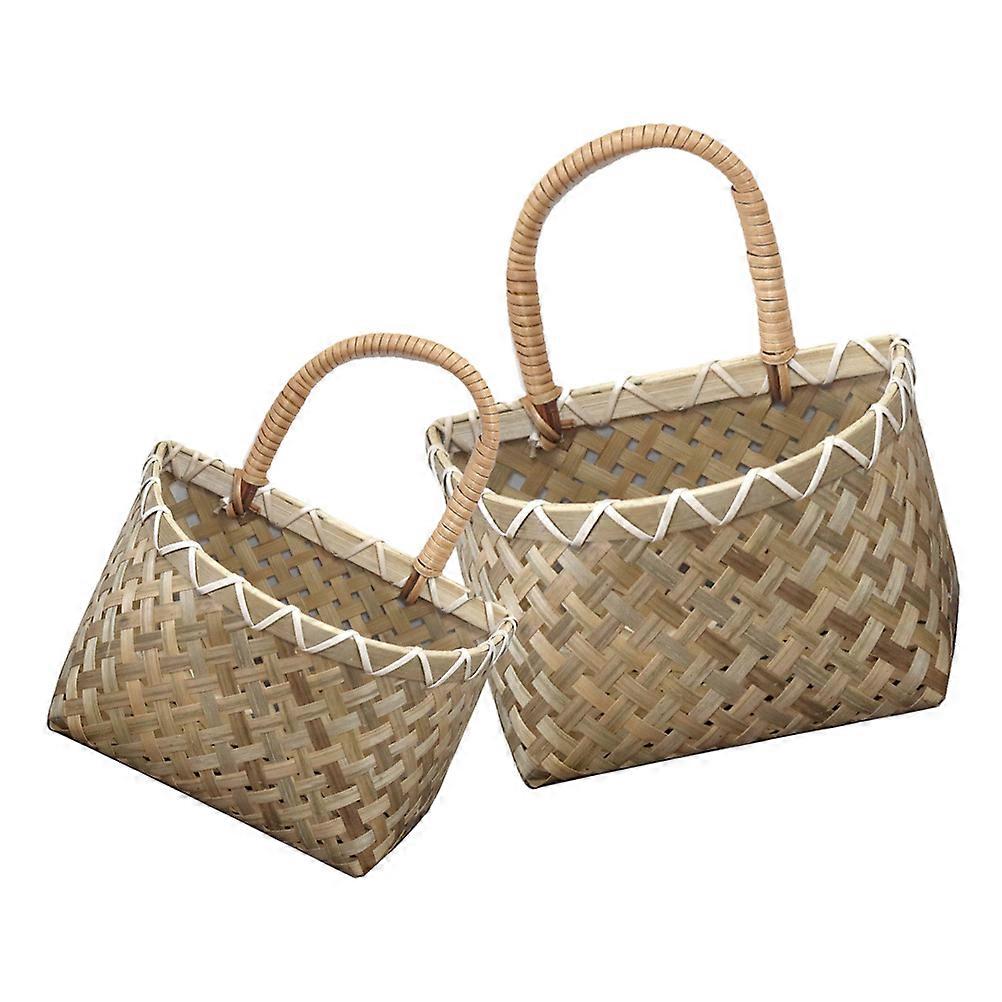 Kitchen Bamboo Ginger Storage Basket Woven Basket for 2Pcs Items
