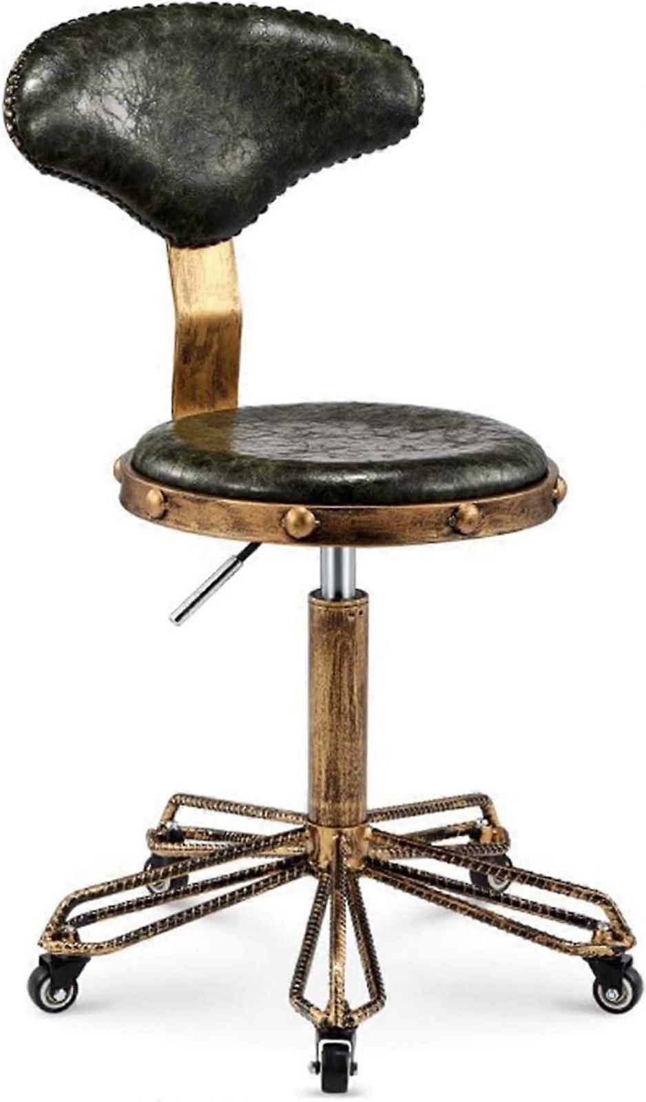 Swivel Stool with Adjustable Height, PU Leather Rolling Drafting Chair, Ergonomic Curve Seat