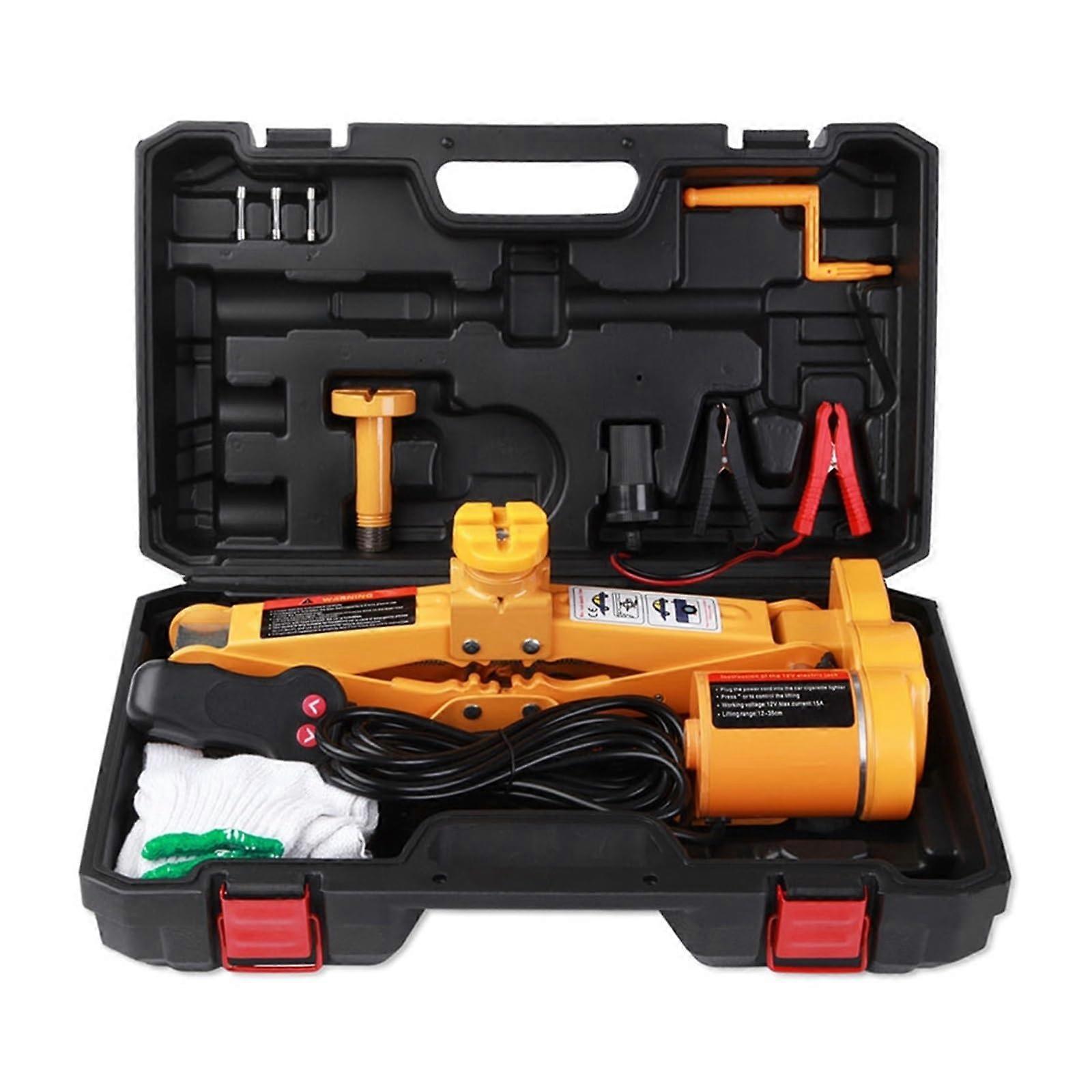 12V Electric Car Jack 2 Ton Hydraulic Lift with Push Button Control and MultiFunction Tool Set