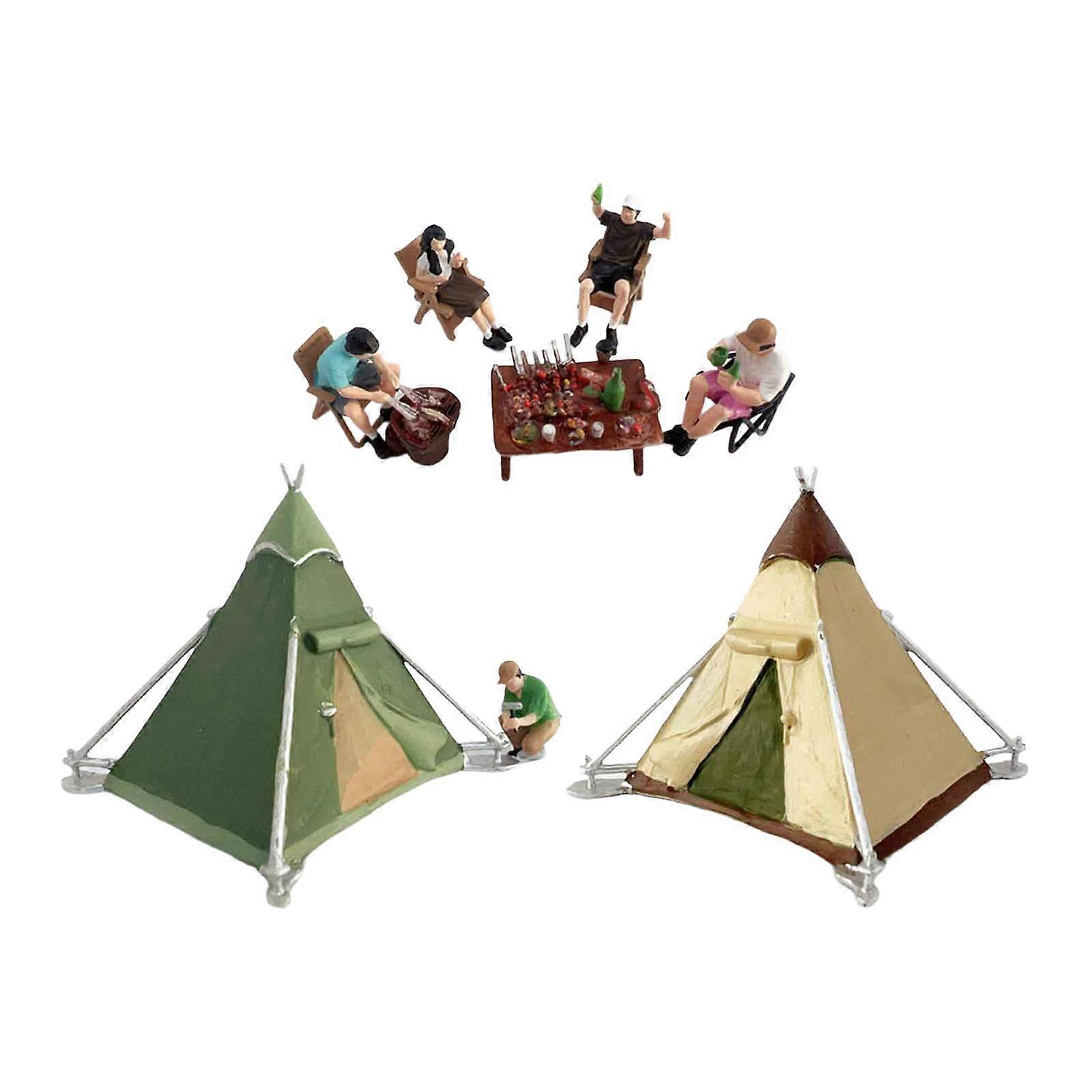 1:64 Scale Miniature Camping Figure Set Painted for Micro Landscapes Layout